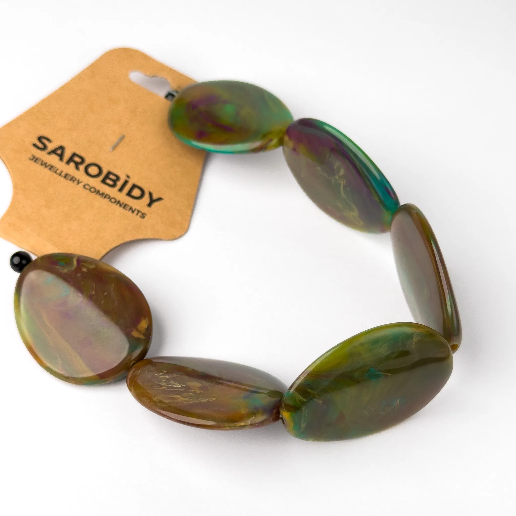 Perle in Resina Ovale Verde Foresta - 40 x 30mm