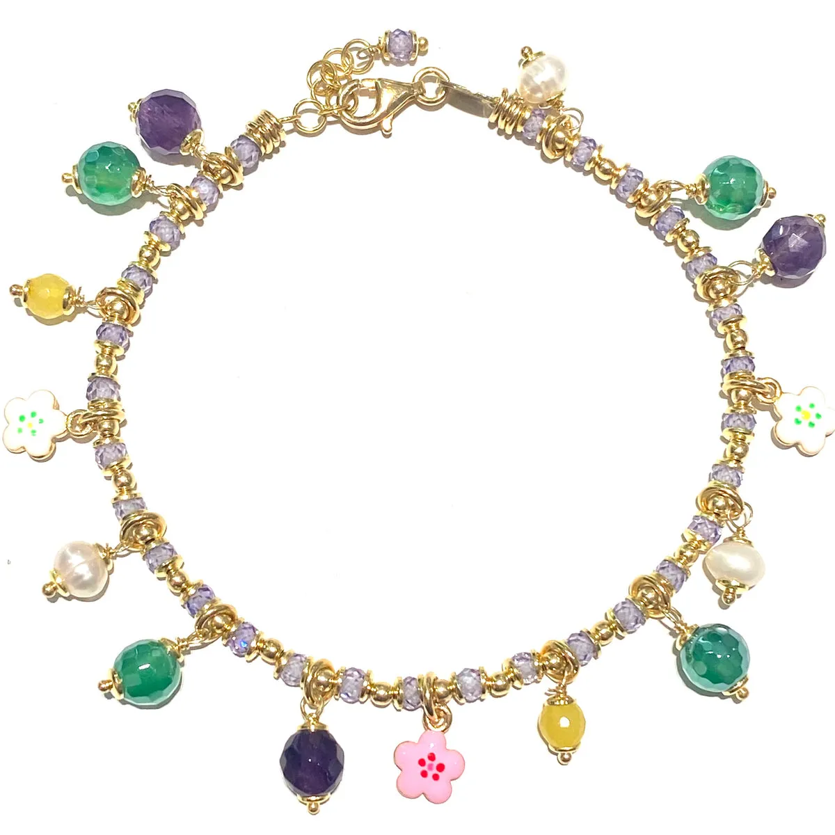 BRACCIALE PIETRE E CHARM