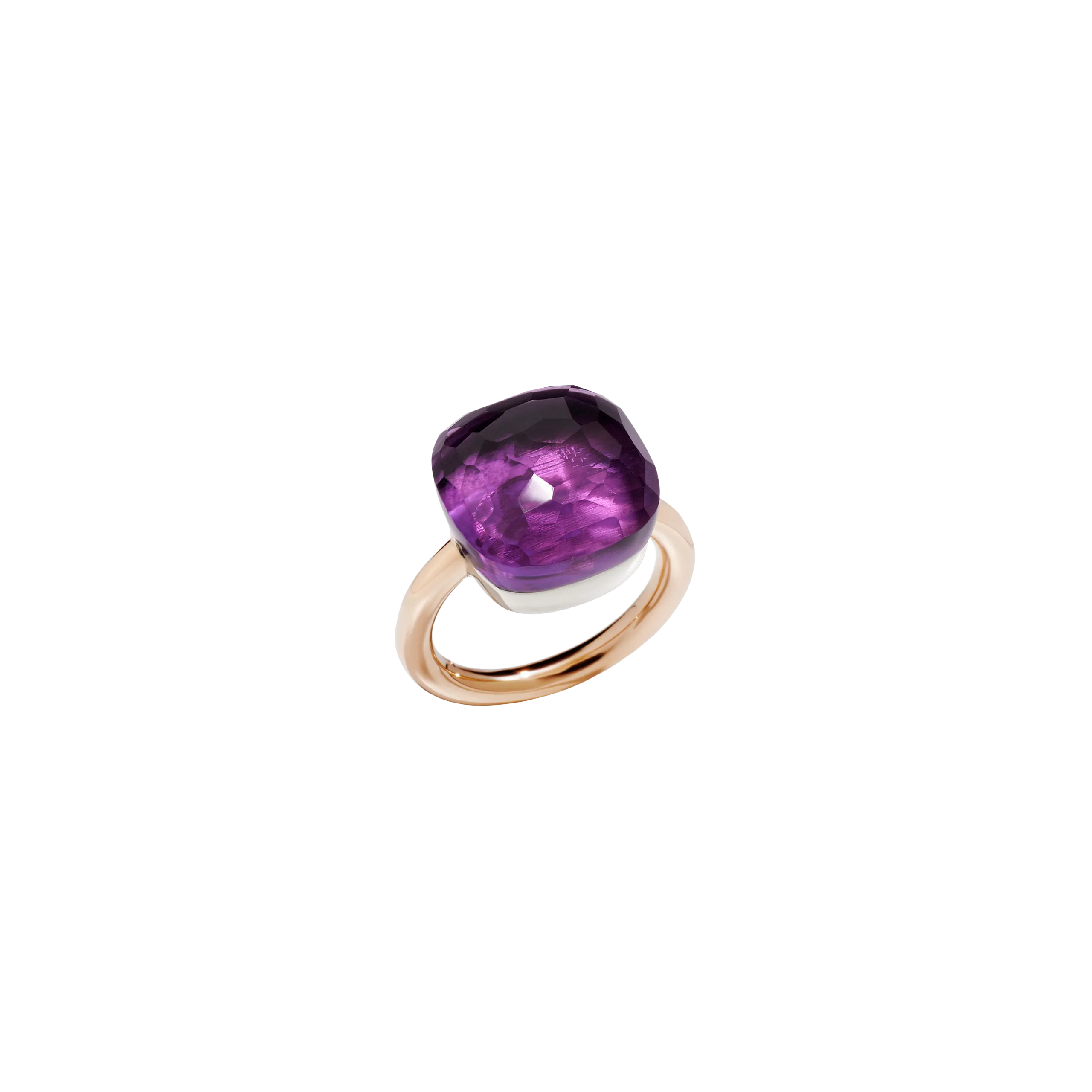 ANELLO NUDO - ANELLO IN ORO ROSA CON CASTONE IN ORO BIANCO E AMETISTA SFACCETTATA - A.B704MO6/OI - PAB7042O6000000OI