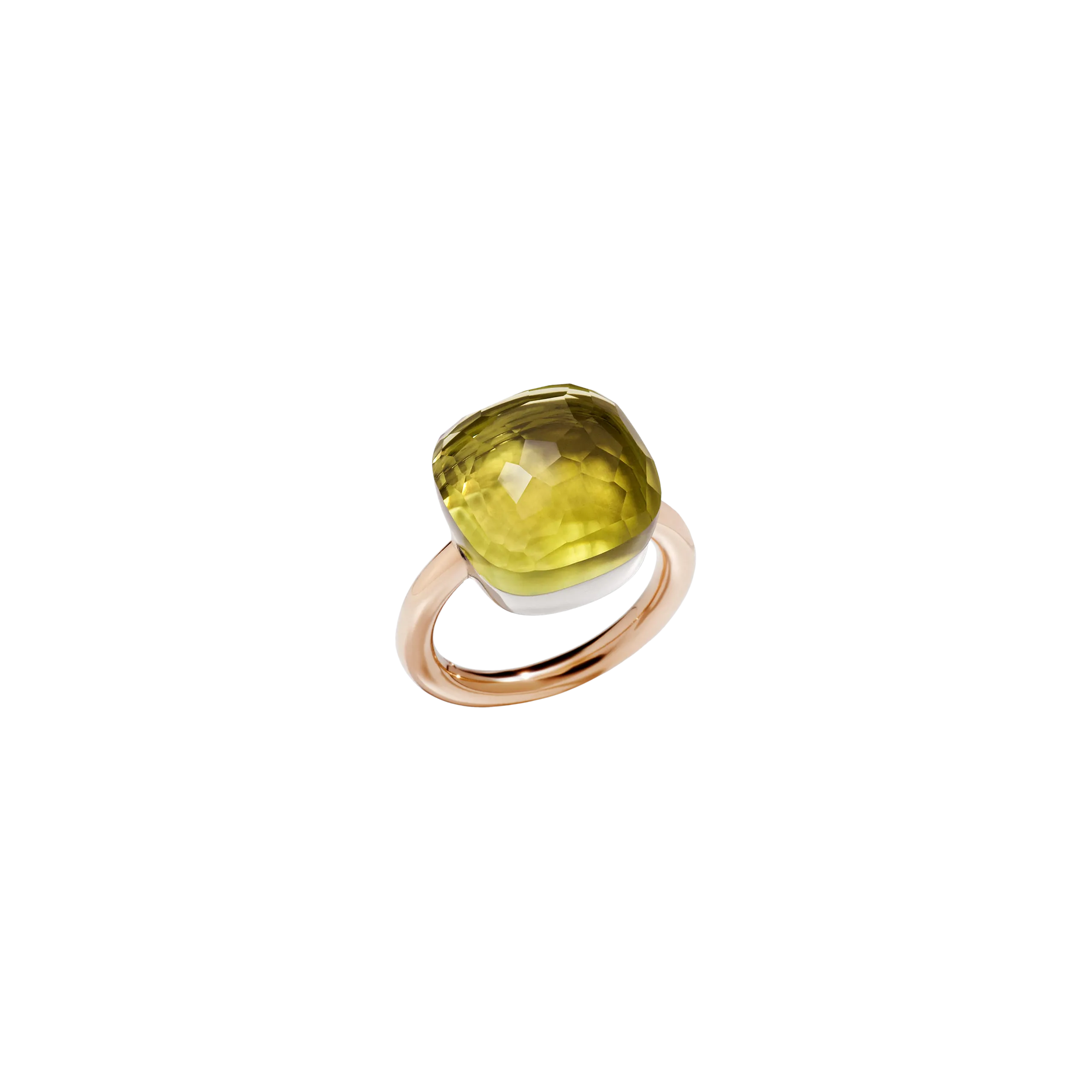 ANELLO NUDO - ANELLO IN ORO ROSA CON CASTONE IN ORO BIANCO E QUARZO LEMON SFACCETTATO - A.B704MO6/QL - A.B704MO6/QL