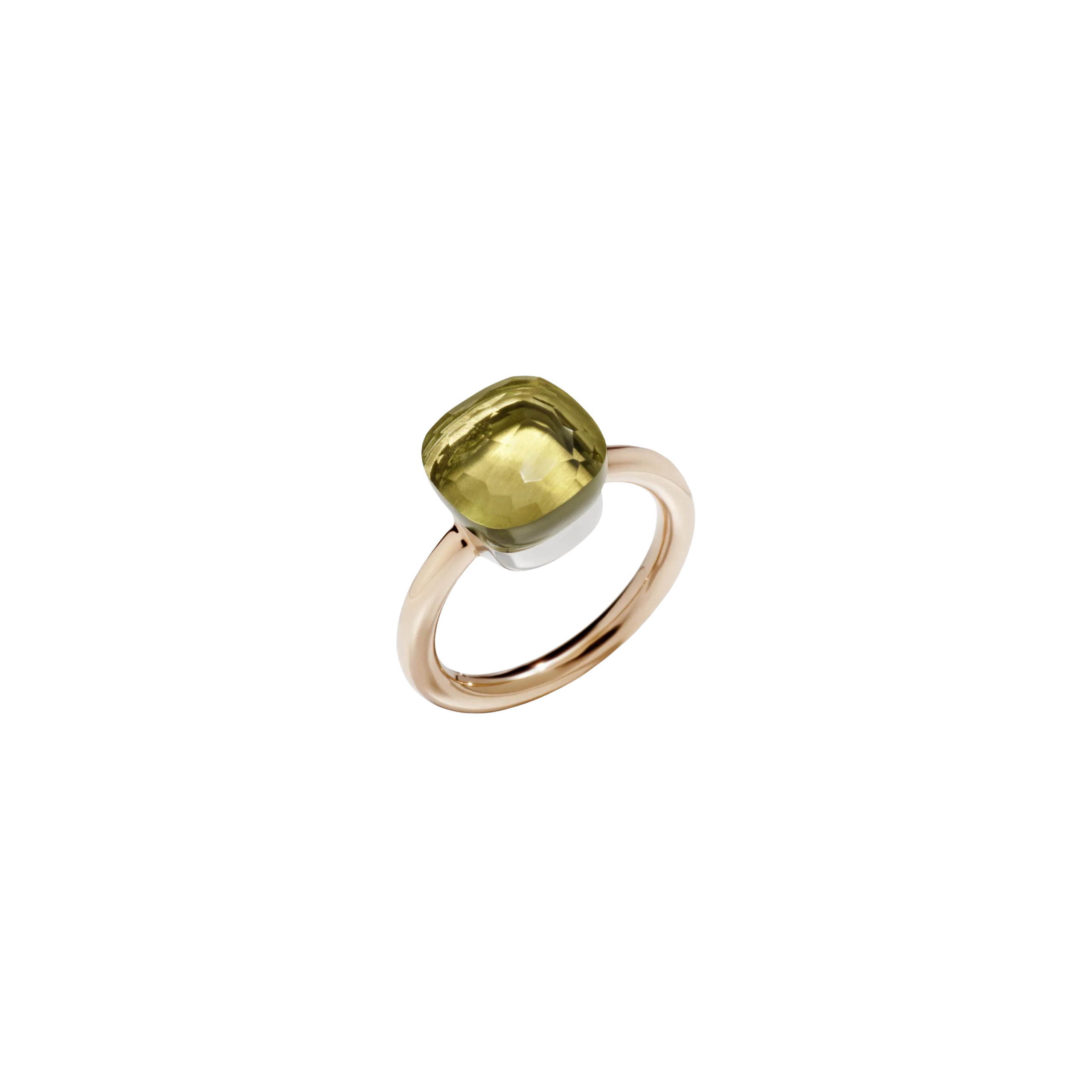 ANELLO NUDO - ANELLO IN ORO ROSA CON CASTONE IN ORO BIANCO E QUARZO LEMON SFACCETTATO - A.A110/O6/QL - PAA1100O6000000QL