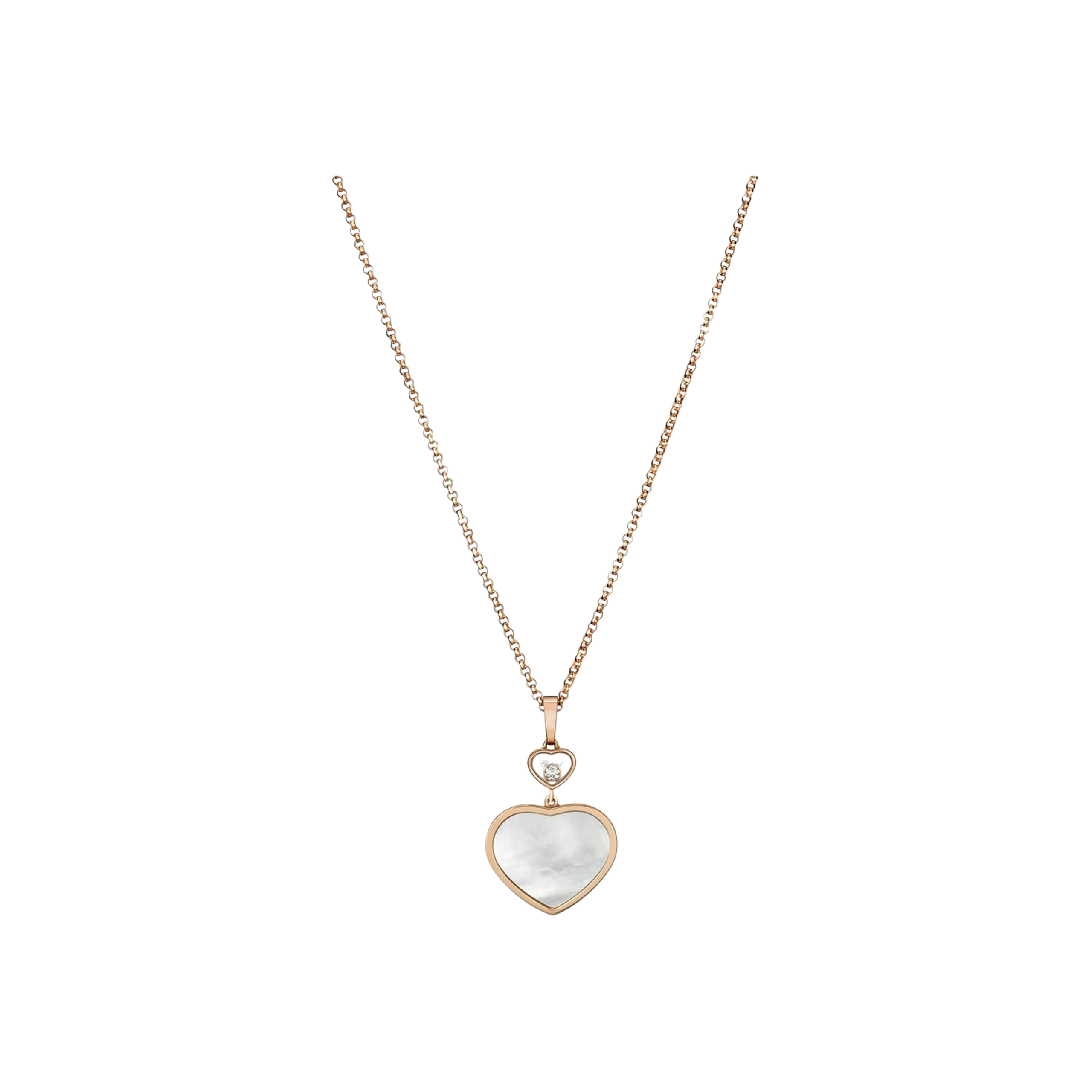 CHOPARD - COLLANA HAPPY HEARTS IN ORO ROSA CON DIAMANTE E MADREPERLA - 797482-5301 - 797482-5301