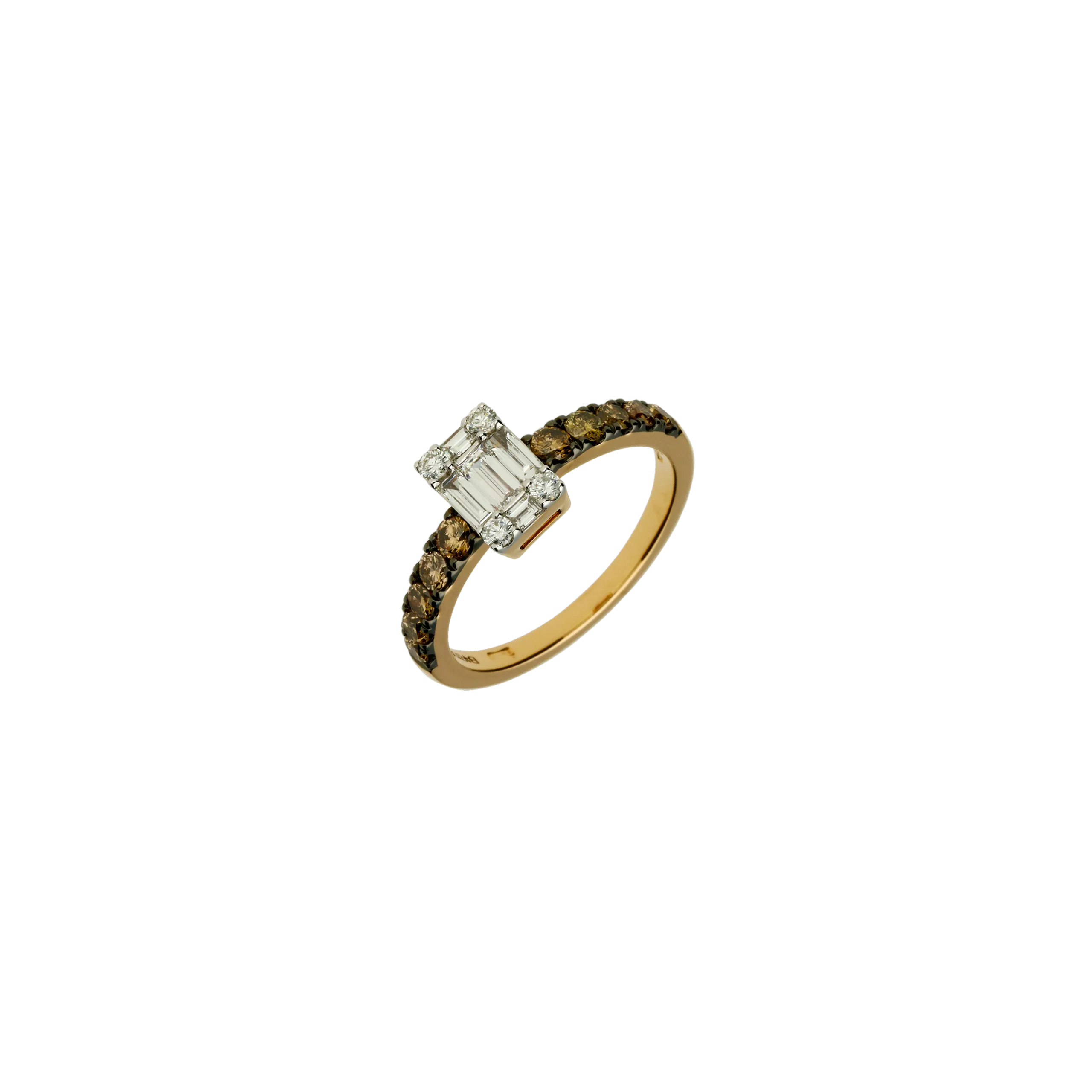 ANELLO IN ORO ROSA CON DIAMANTI BROWN E DIAMANTI BIANCHI - VR26000DDBP