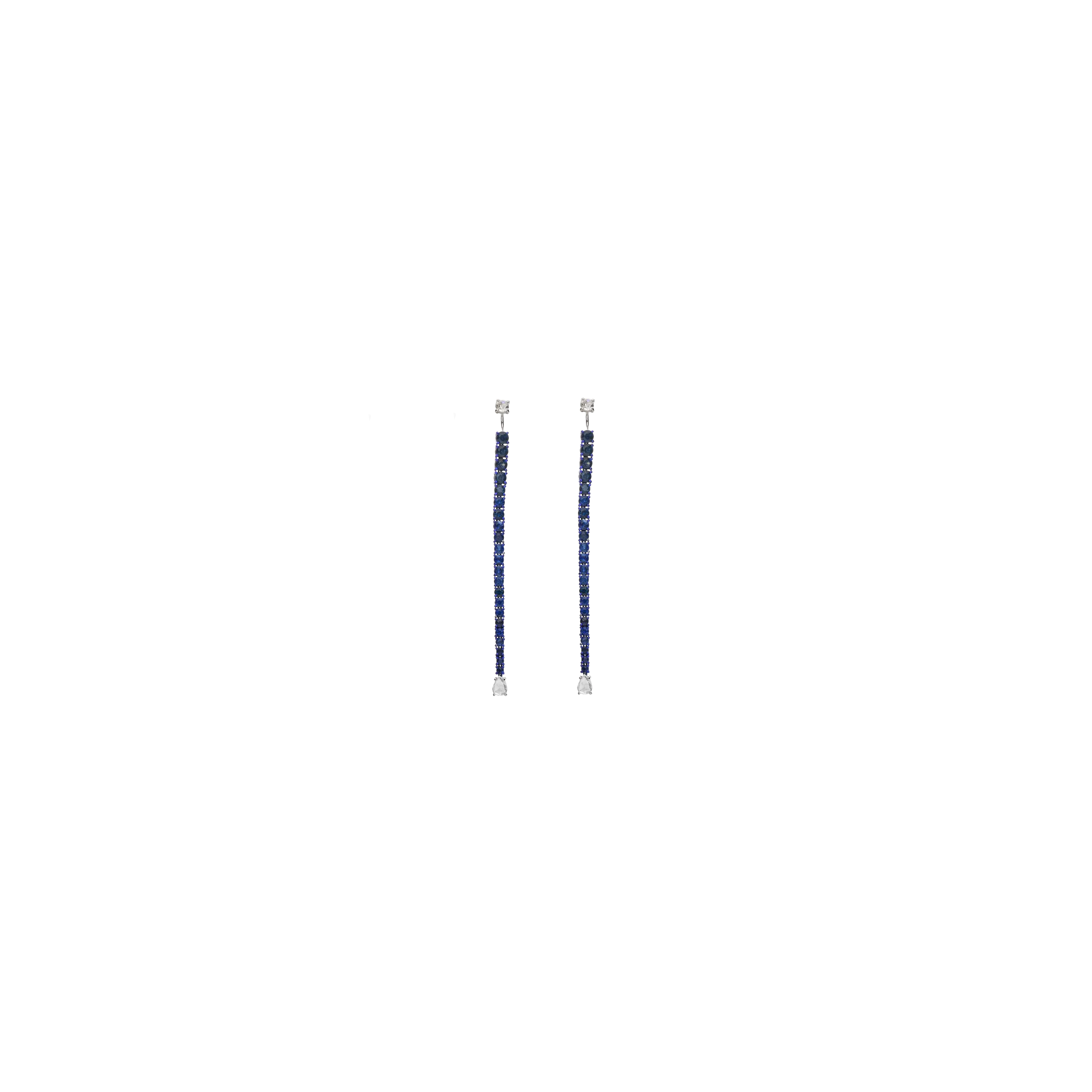 ORECCHINI PENDENTI IN ORO BIANCO E ORO PVD BLU CON ZAFFIRI BLU E DIAMANTI - 8653B*ZB-