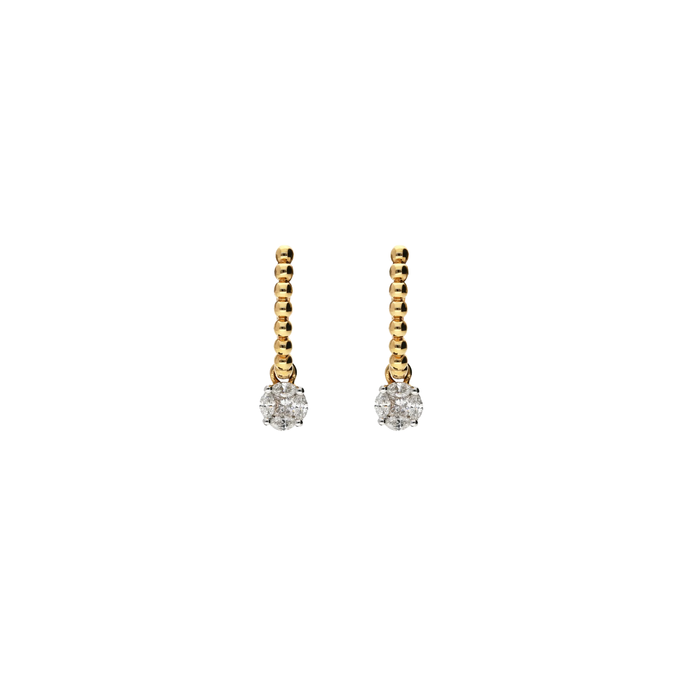 ORECCHINI A CERCHIETTO PALLINE CON PENDENTE DIAMANTI - VE27072DP