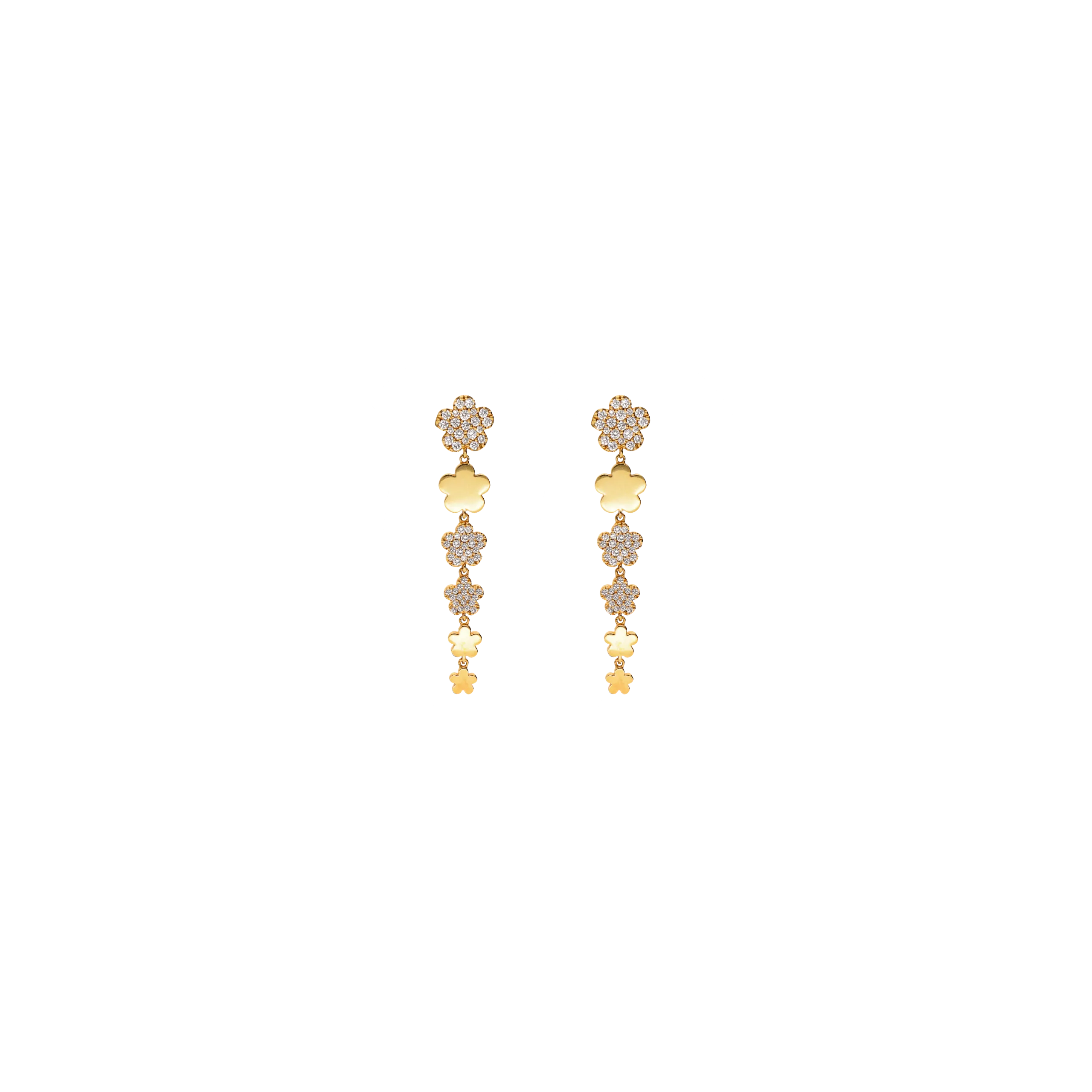 ORECCHINI PENDENTI FIORI IN ORO ROSA E DIAMANTI - VE26599DP