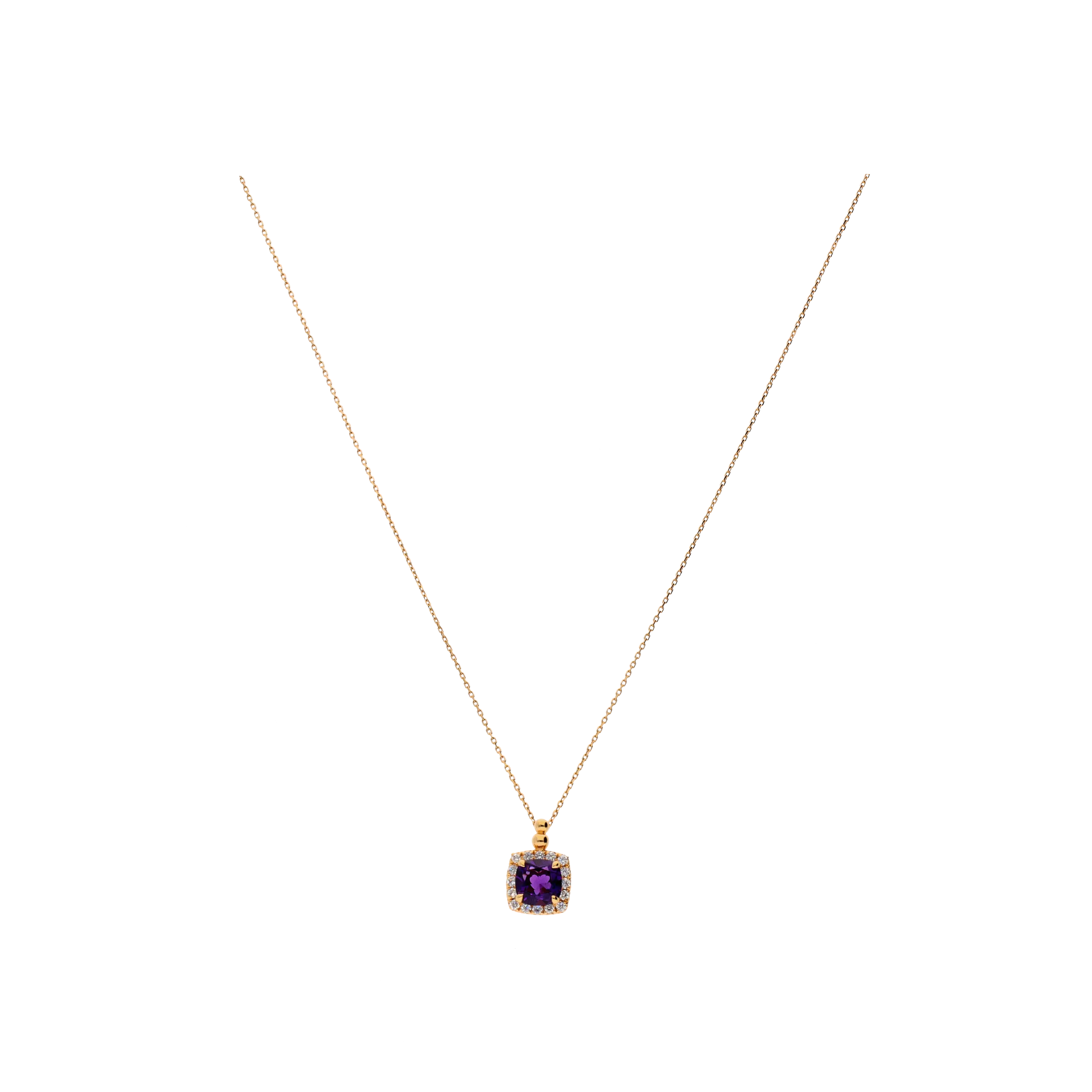 COLLANA IN ORO ROSA CON CIONDOLO IN AMETISTA E DIAMANTI - VP26056DAMNP