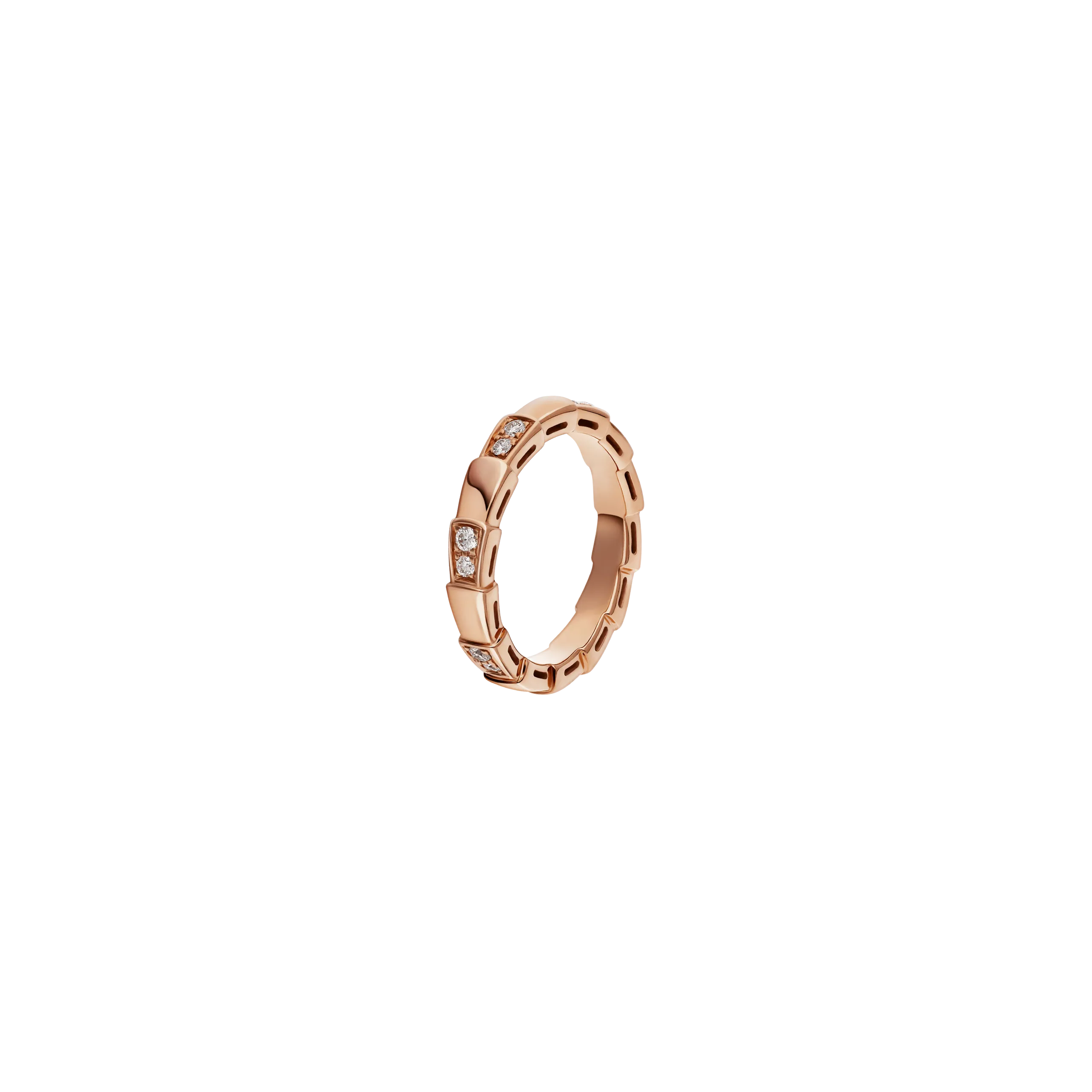 ANELLO SERPENTI VIPER IN ORO ROSA 18 KT CON SEMI-PAVE' DI DIAMANTI - AN857896