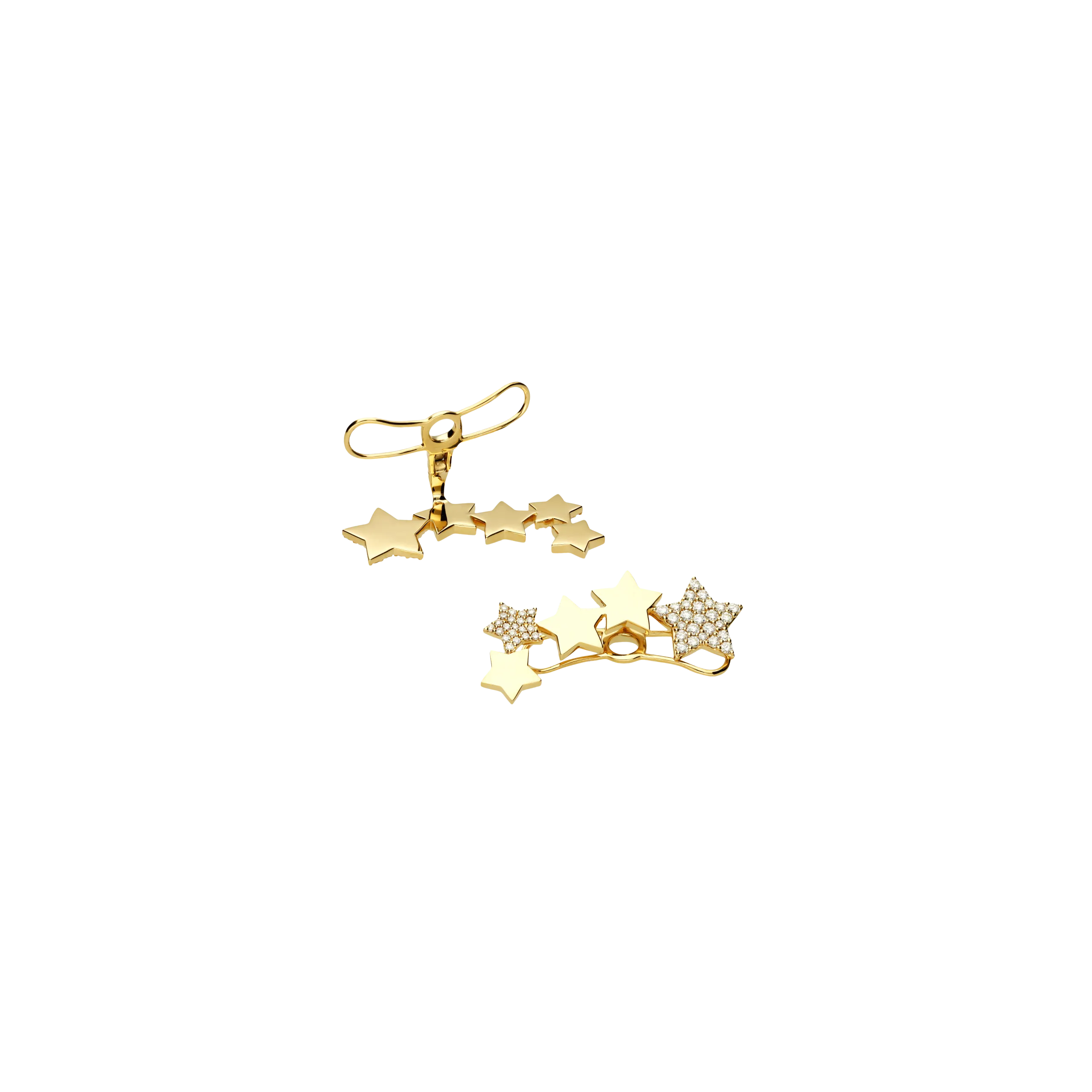 ORECCHINO SINGOLO STELLE IN ORO ROSA CON DIAMANTI - VE26486DP-MONO