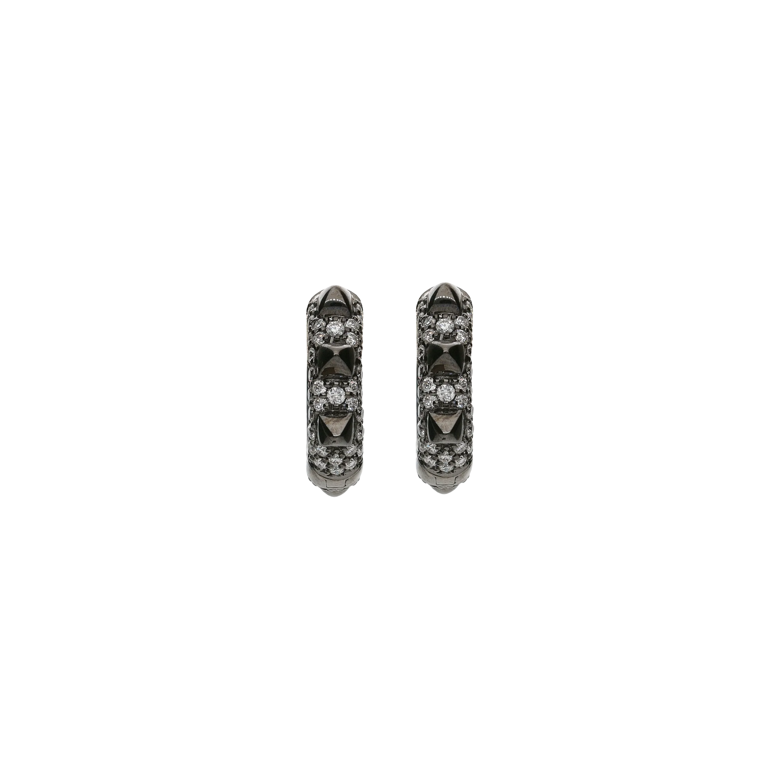 ORECCHINI PIRAMIDI IN ORO NERO E DIAMANTI BIANCHI MODELLO MEDIO - VE27577DBW