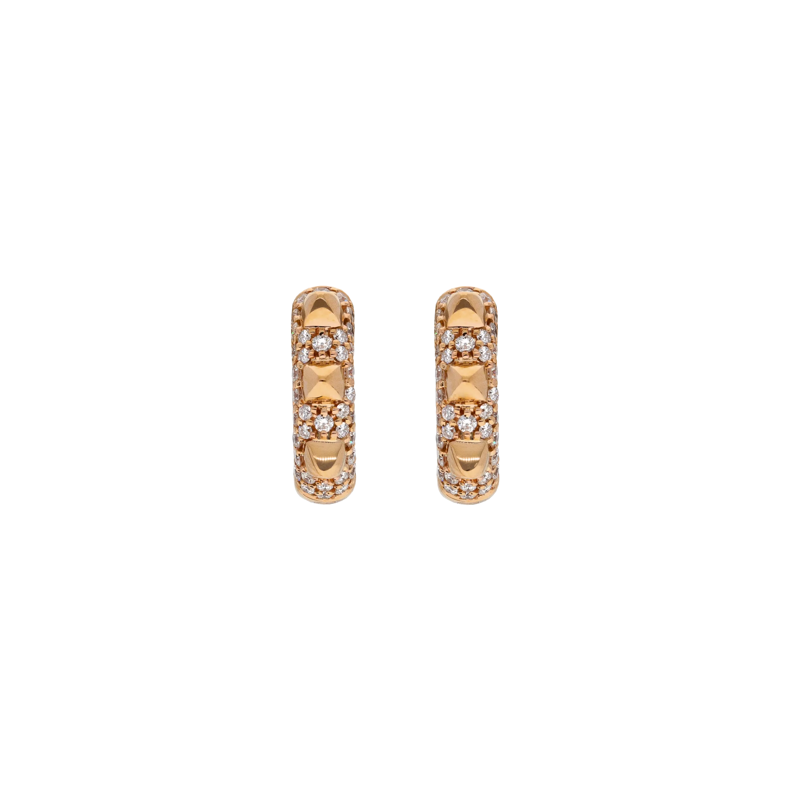 ORECCHINI PIRAMIDI IN ORO ROSA E DIAMANTI BIANCHI MODELLO MEDIO - VE27577DP