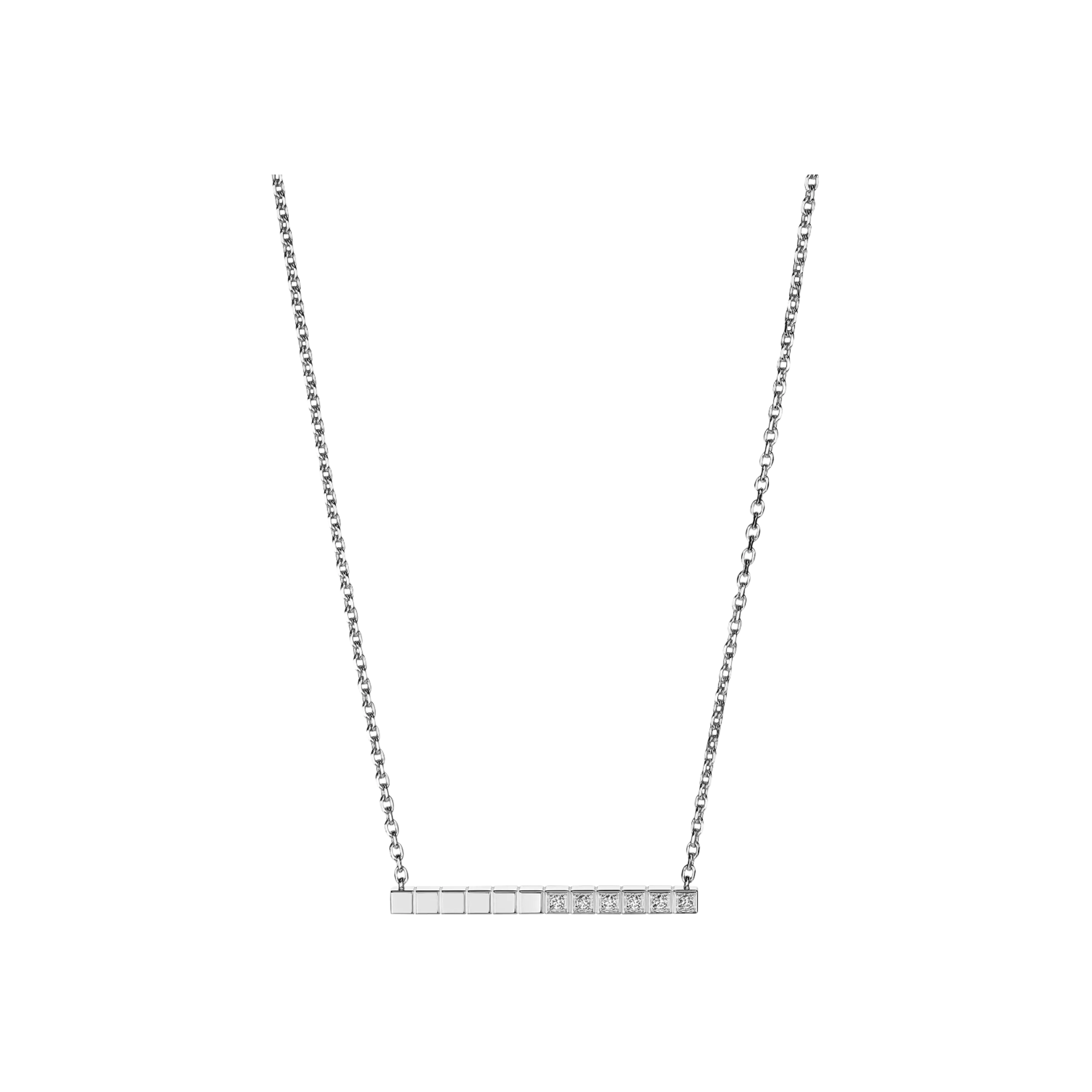 CHOPARD - COLLANA ICE CUBE PURE IN ORO BIANCO CON DEMI-PAVÈ DI DIAMANTI - 817702-1002 - 817702-1002