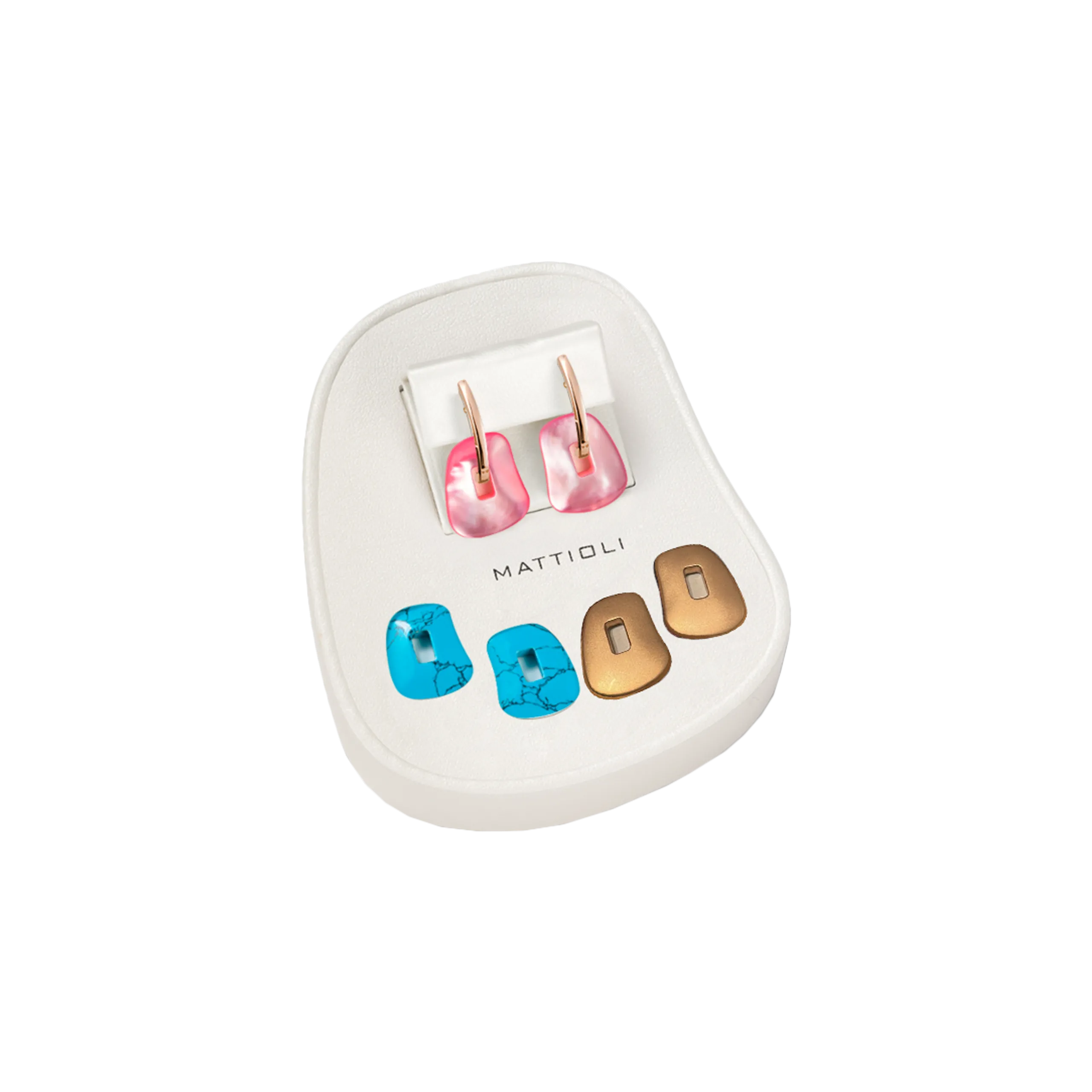 ORECCHINI PUZZLE MEDI IN ORO ROSA E TRE PAIA DI PUZZLE INTERCAMBIABILI - MOR054R032M - MOR054R032M