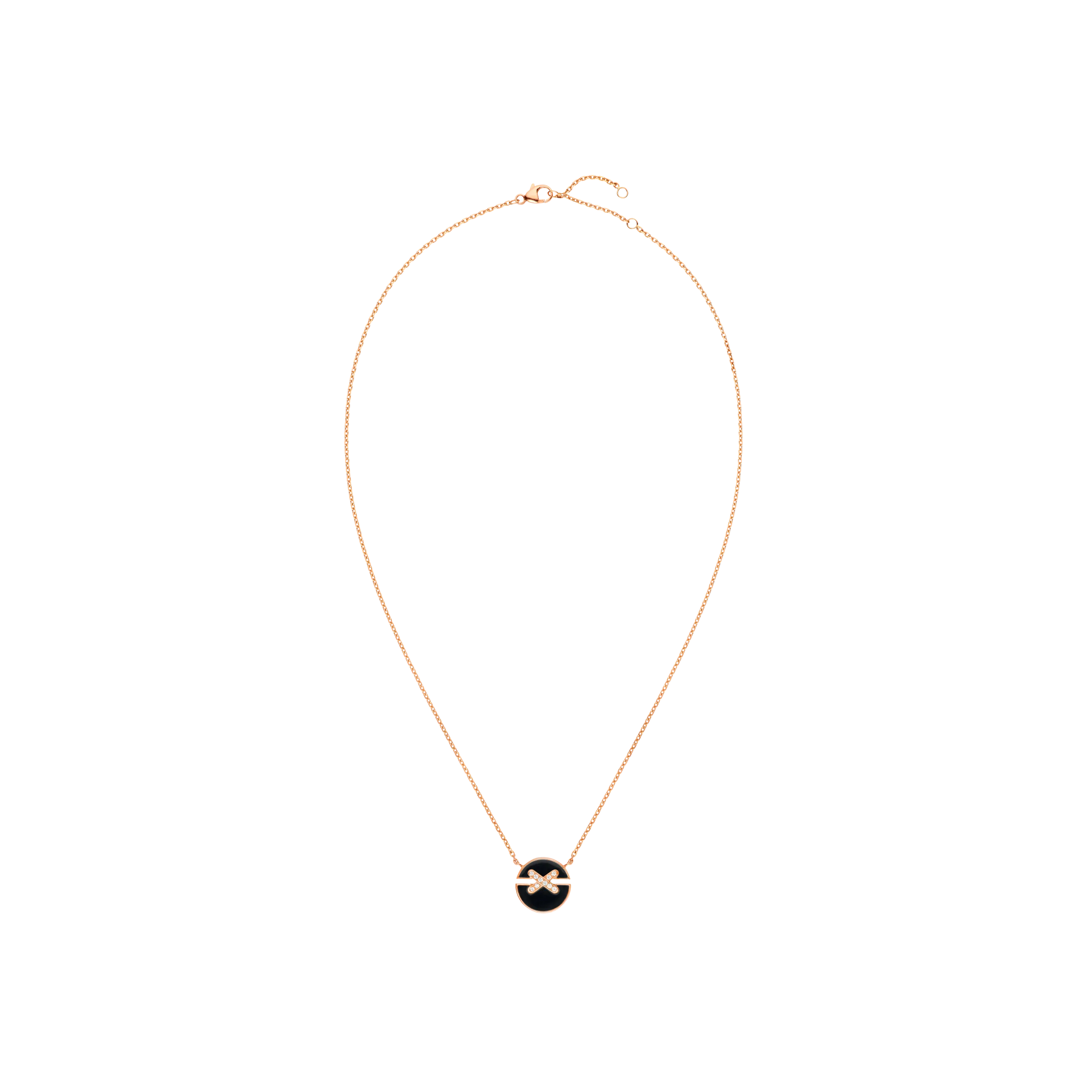 CHAUMET - COLLANA JEUX DE LIENS HARMONY ONYX MODELLO PICCOLO IN ORO ROSA CON DIAMANTI E ONICE - 084426 - 084426