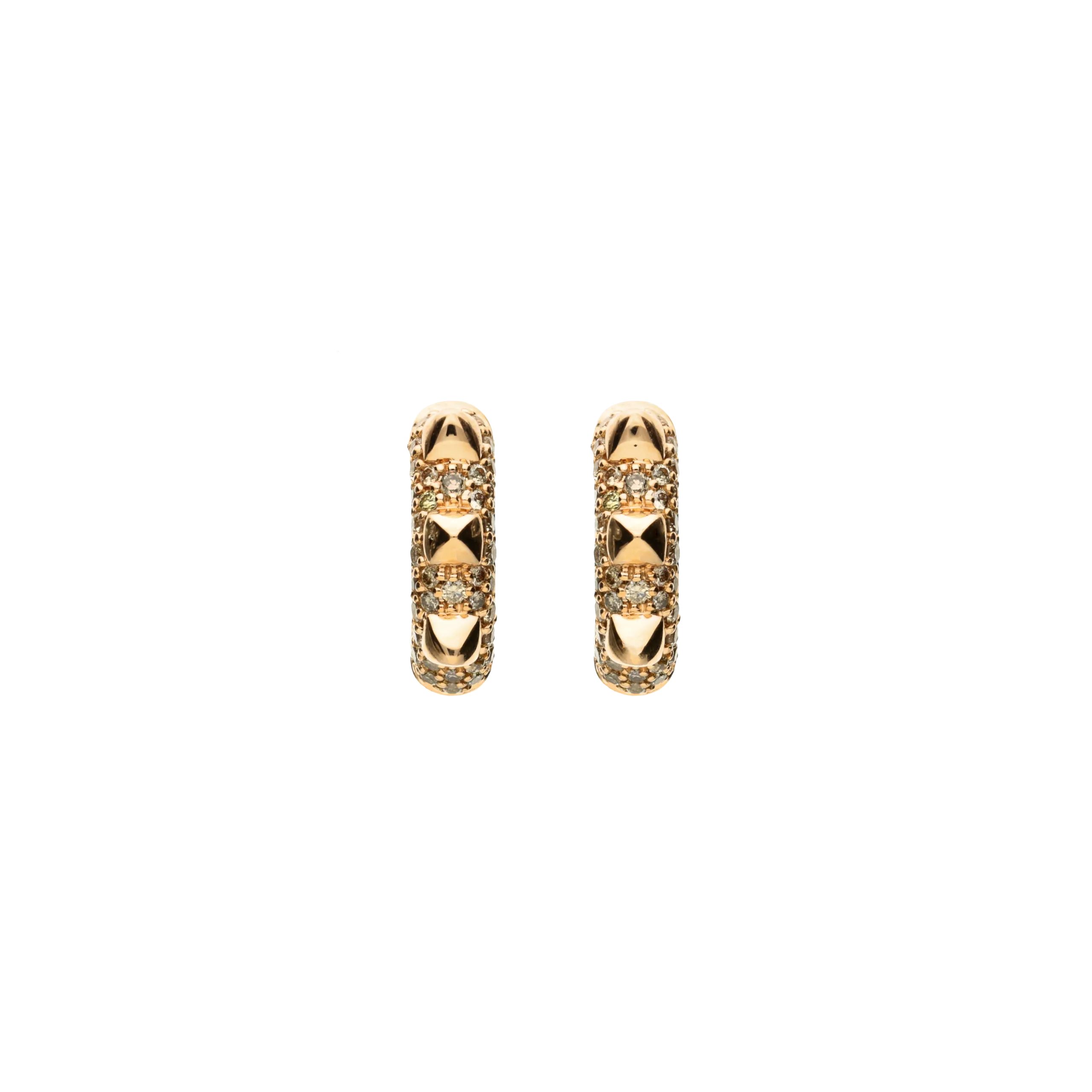 ORECCHINI PIRAMIDI A CERCHIO MEDIO IN ORO ROSA E DIAMANTI BROWN - VE27577DBP