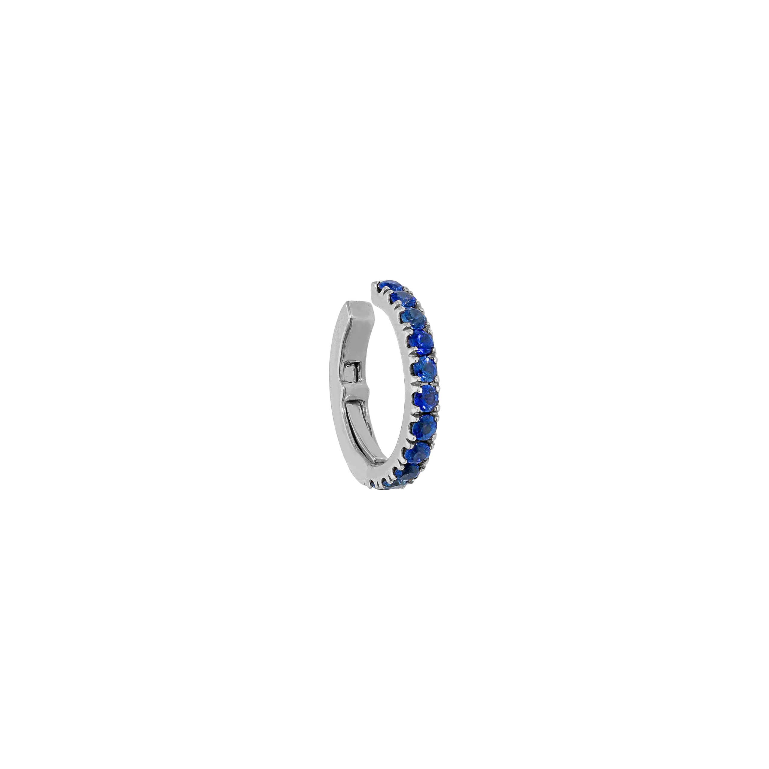 ORECCHINO PIERCING SINGOLO APERTO IN ORO BIANCO E ZAFFIRI BLU - VE28004SBLWMONO