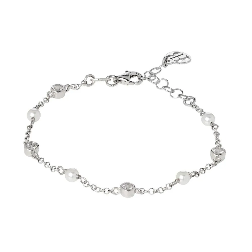 Bracciale con passanti di zirconi e perle Swarovski