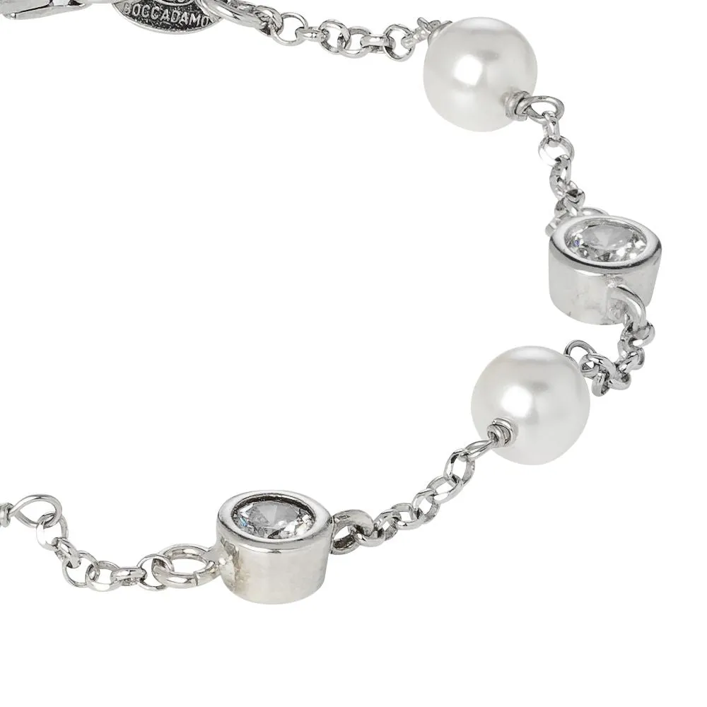 Bracciale con passanti di zirconi taglio diamante e perle Swarovski
