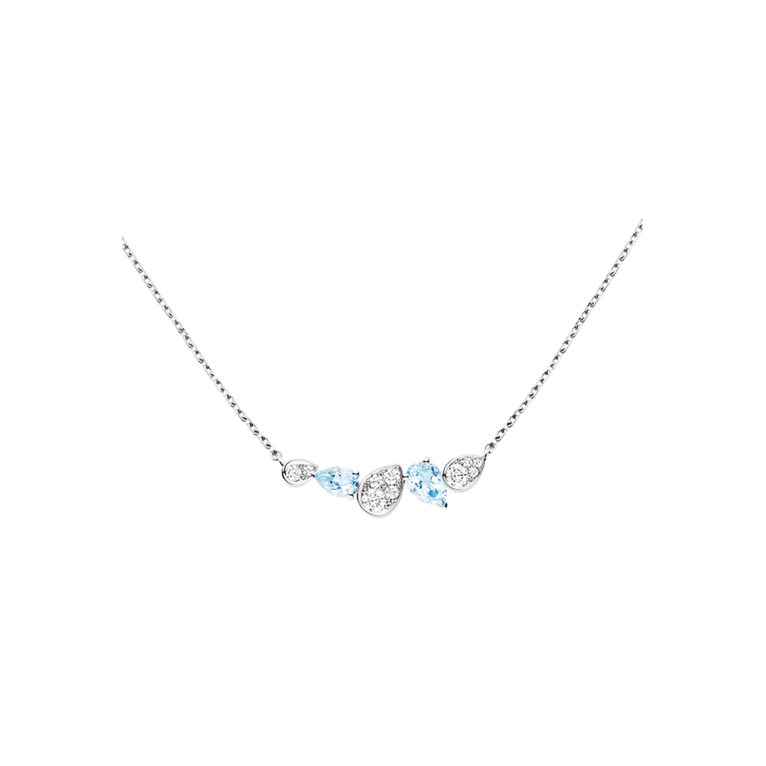 CHAUMET - COLLANA JOSEPHINE RONDE D'AIGRETTES IN ORO BIANCO CON DIAMANTI E ACQUAMARINA - 084379 - 084379