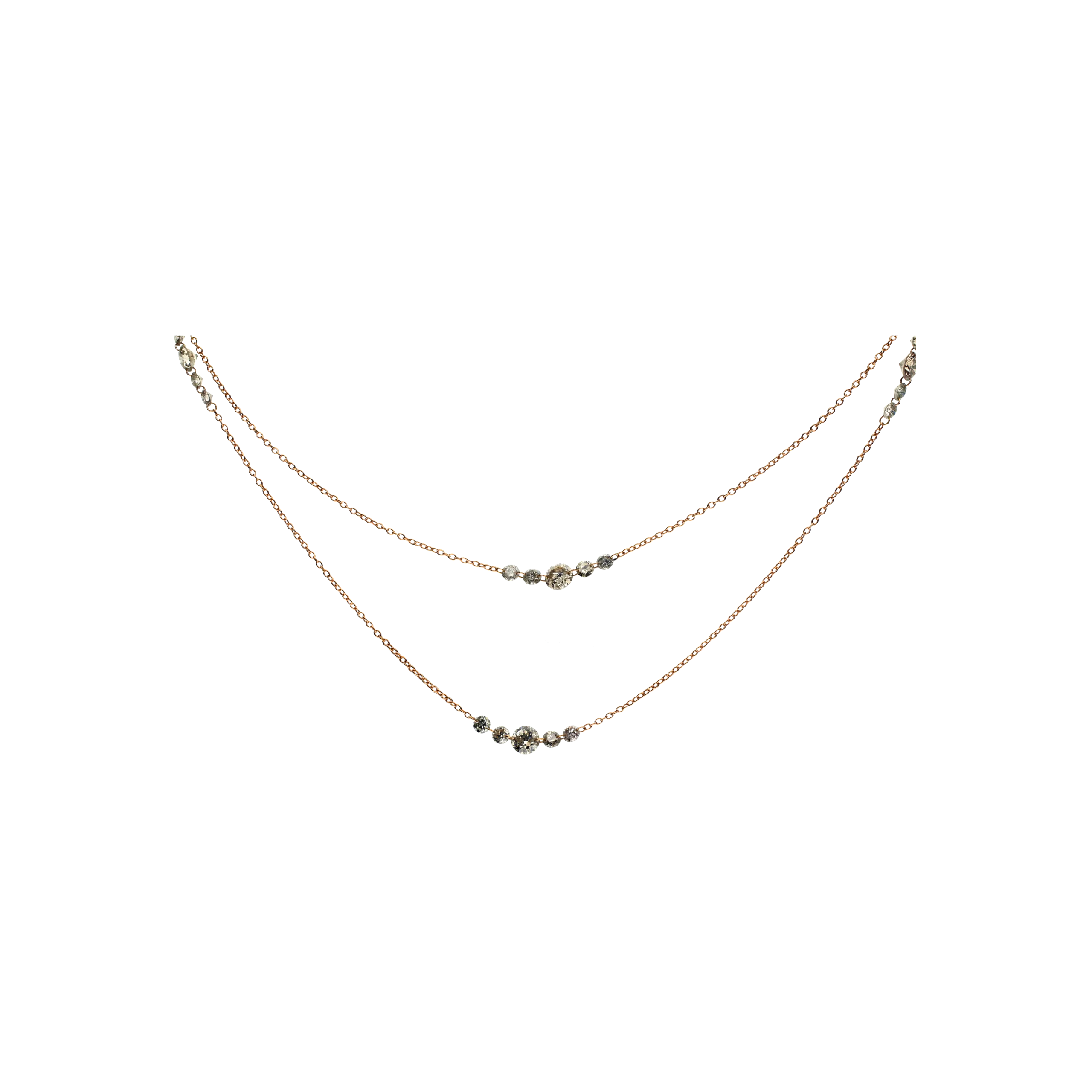 COLLANA DOPPIO GIRO IN ORO ROSA CON DIAMANTI BROWN - C065/6-DB