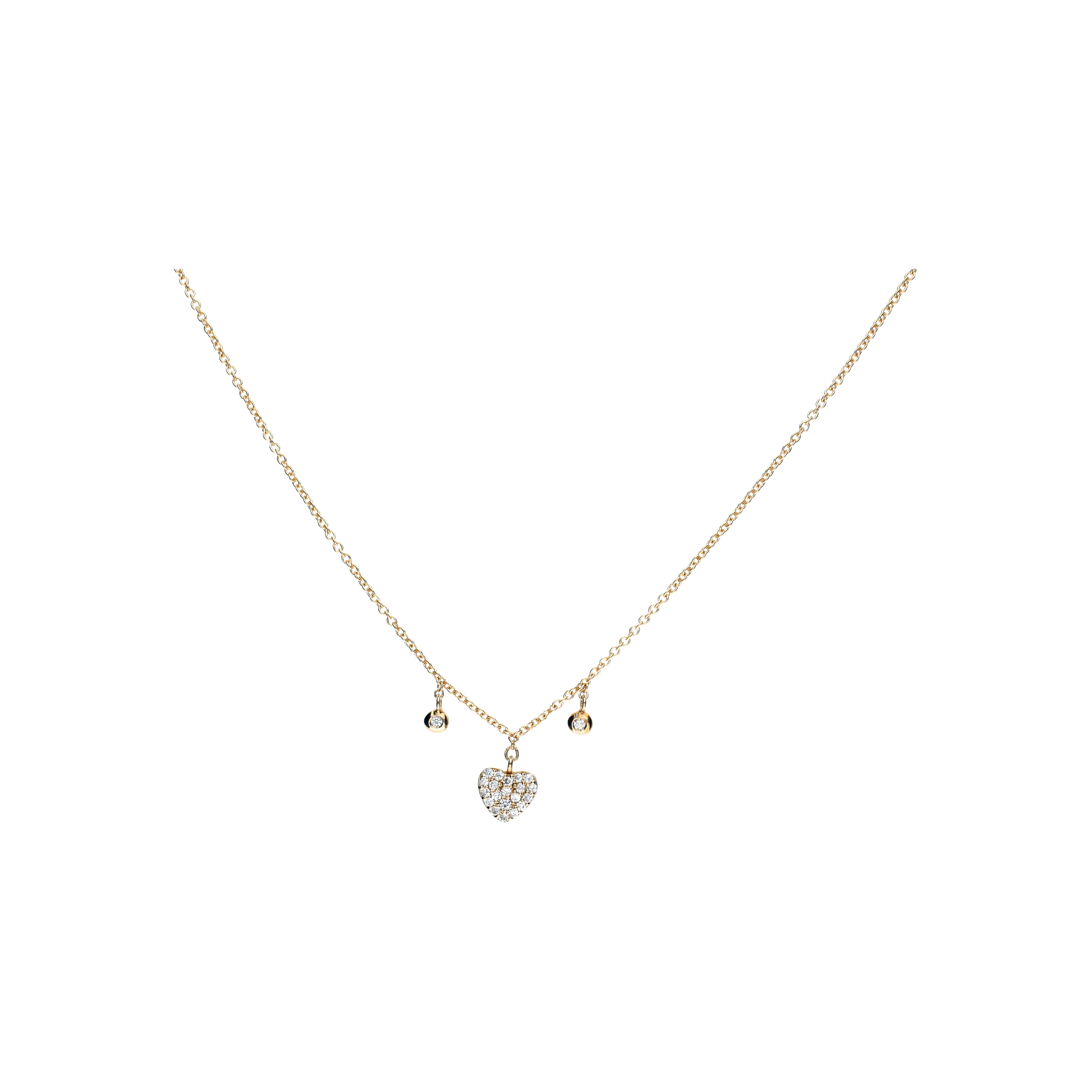 COLLANA GIROCOLLO IN ORO ROSA CON PENDENTE CUORE IN PAVÈ DI DIAMANTI - C054/16-R