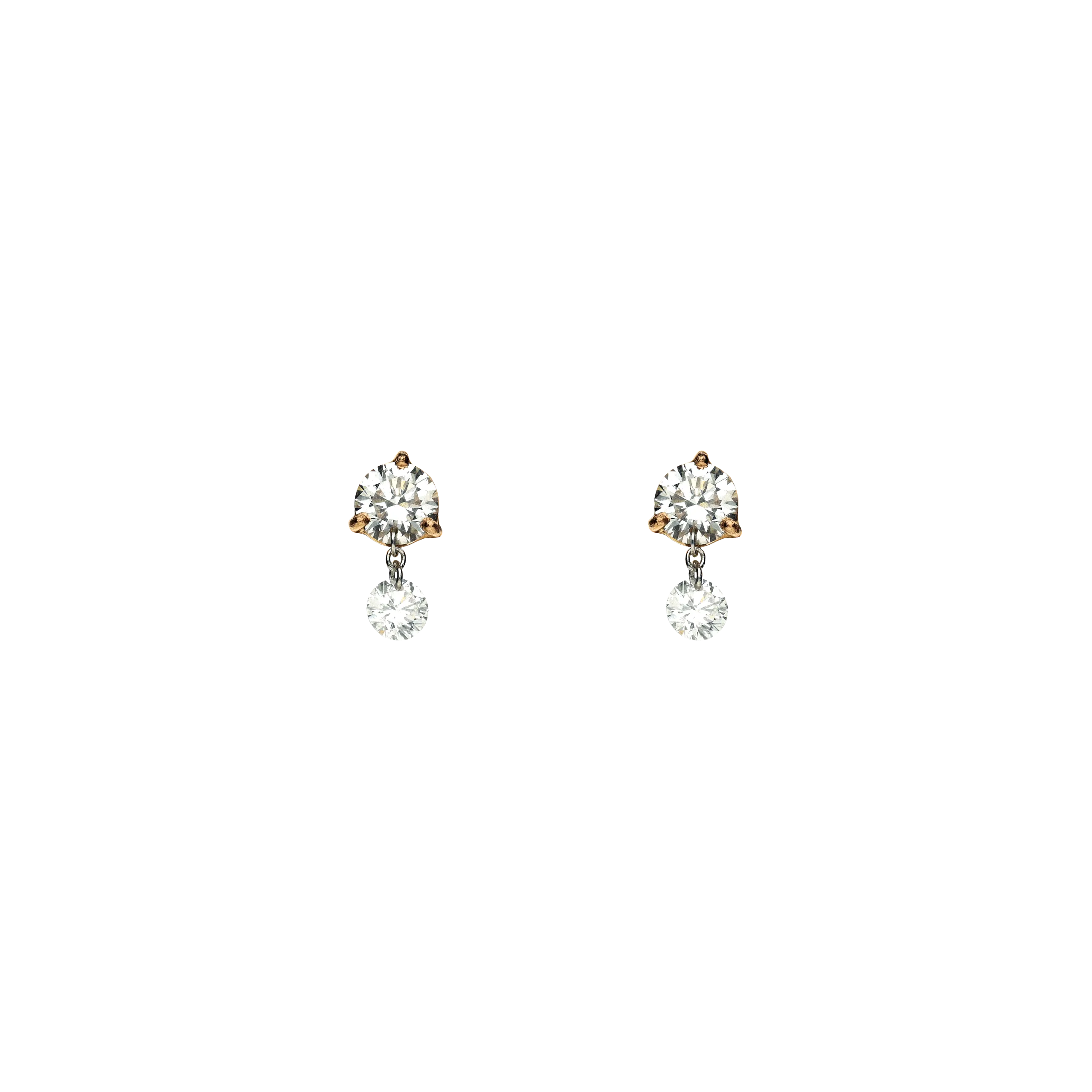 ORECCHINI IN ORO ROSA CON DIAMANTI A LOBO E PENDENTI - O333/15/8-D