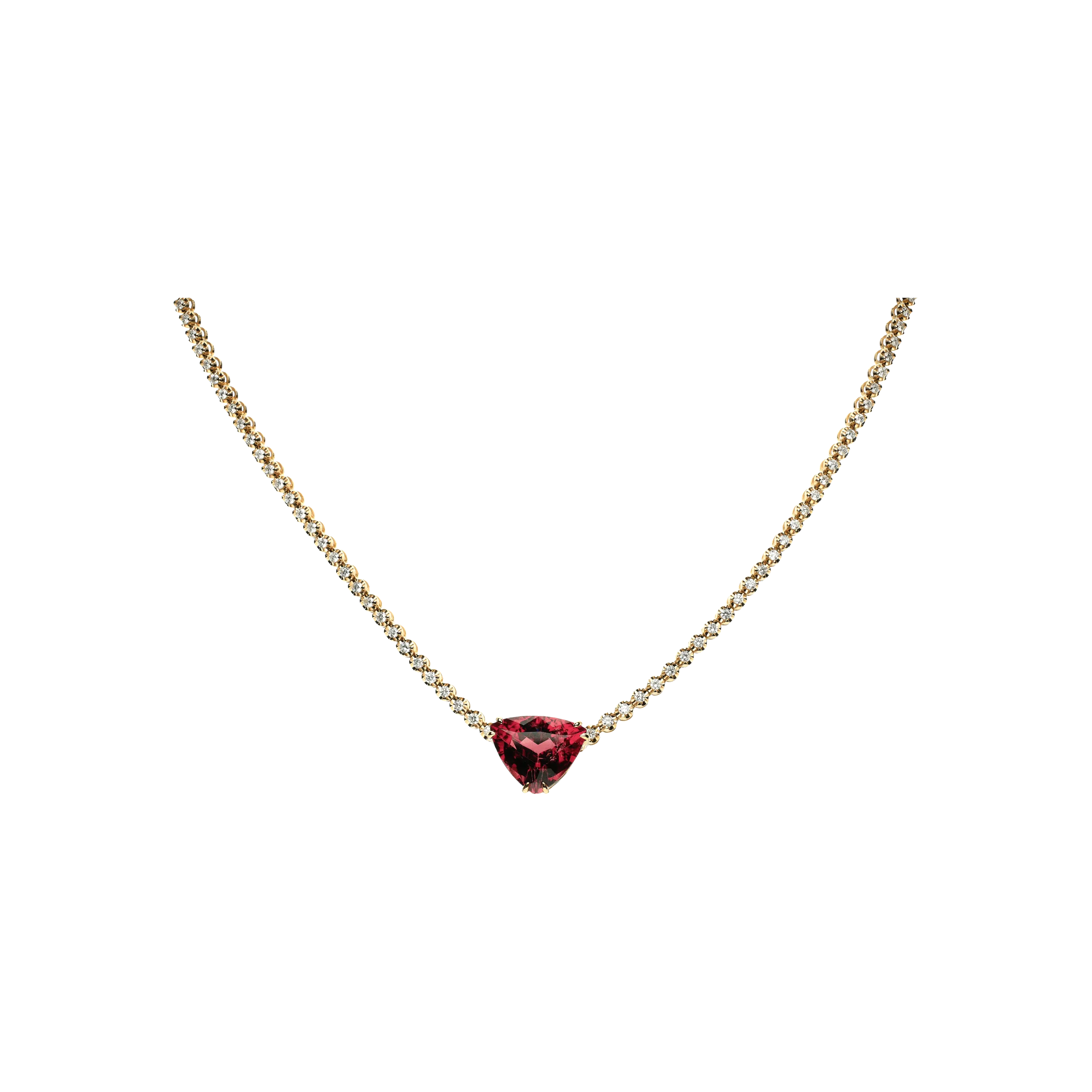 GIROCOLLO TENNIS IN ORO ROSA CON RUBELITE E DIAMANTI BIANCHI - AN2914/RT