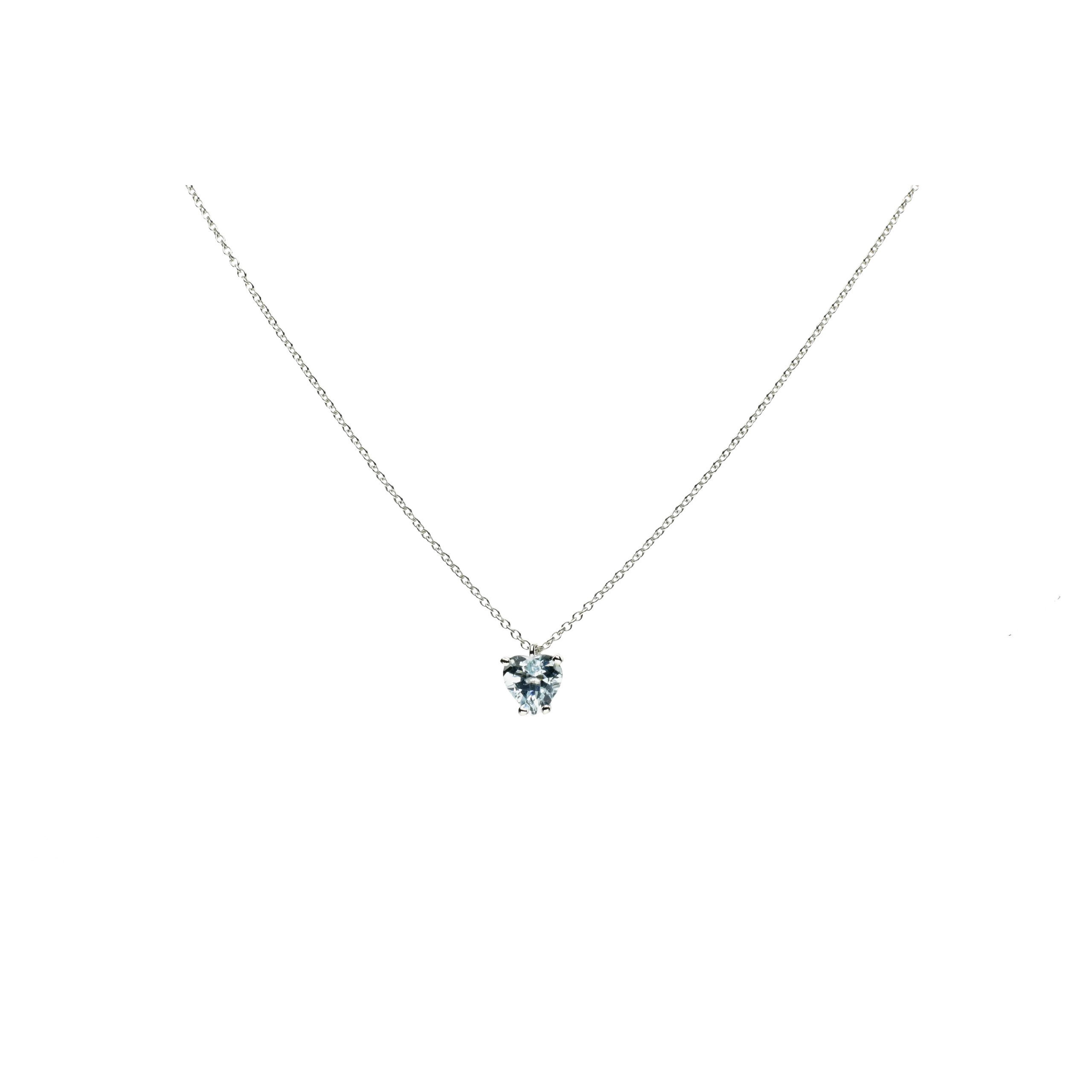 COLLANA IN ORO BIANCO CON ACQUAMARINA CUORE - 0005030062