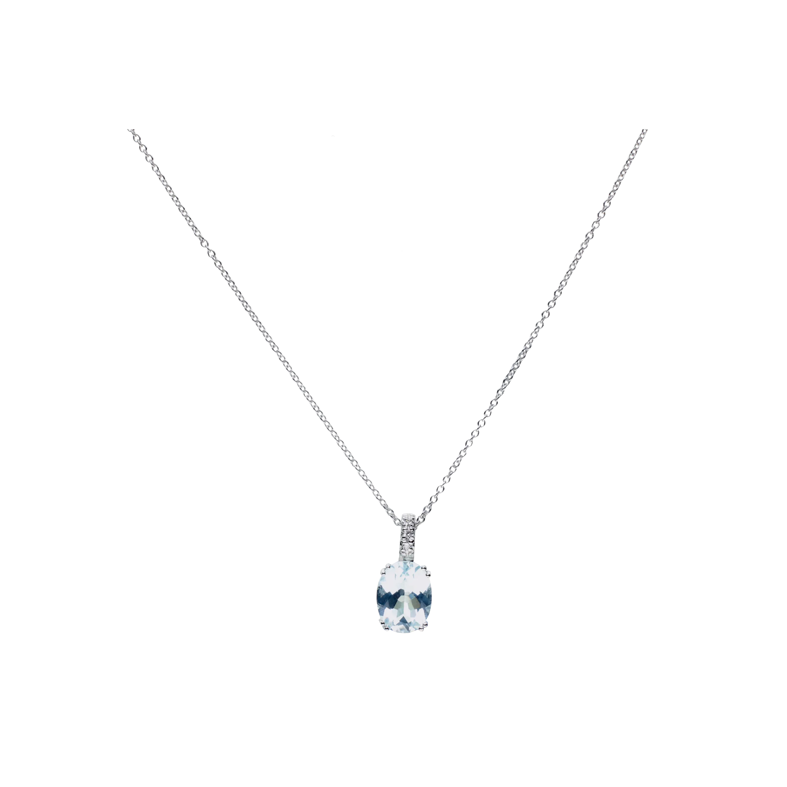 COLLANA IN ORO BIANCO CON ACQUAMARINA E DIAMANTI - 0050838233
