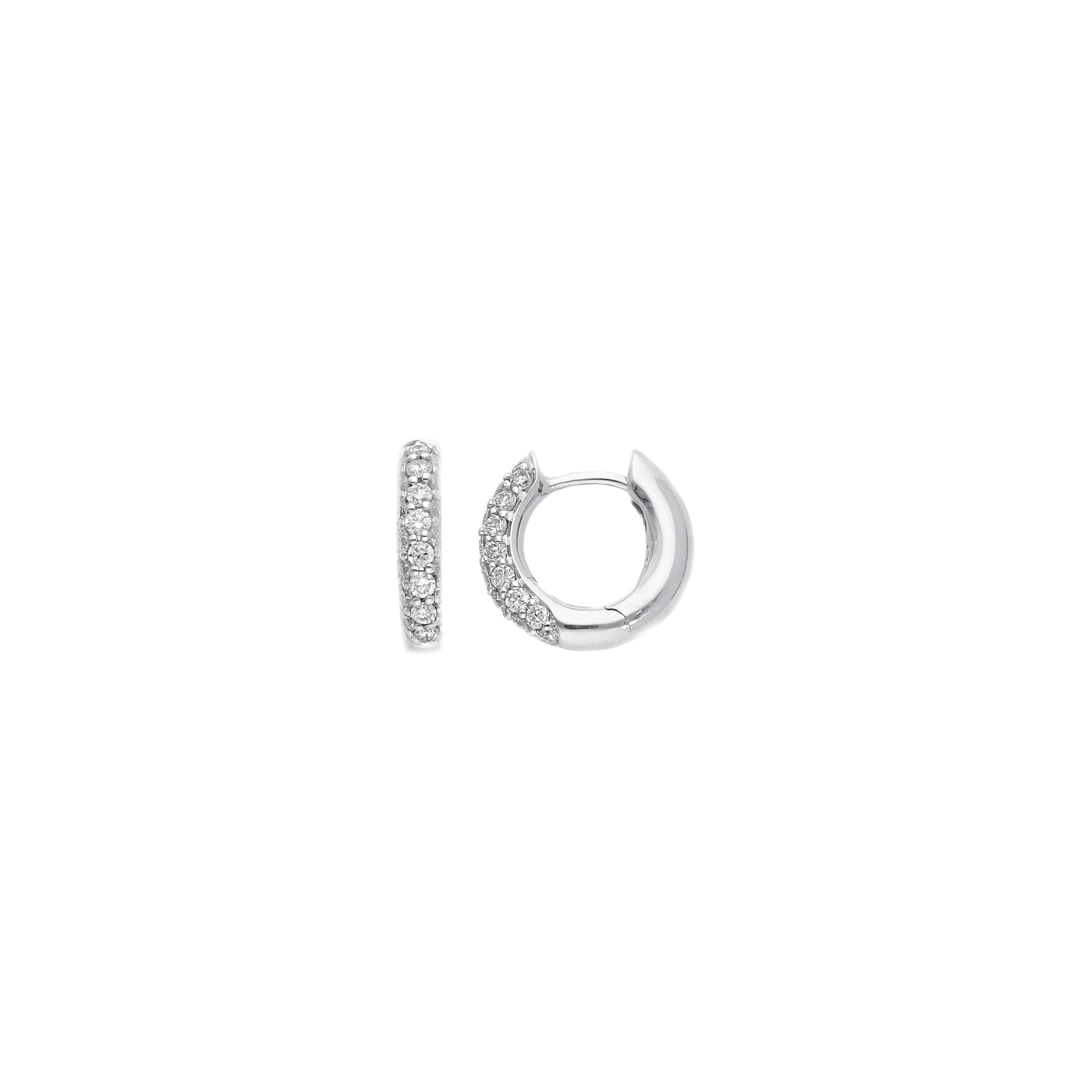 ORECCHINI A CERCHIO PICCOLO IN ORO BIANCO CON DEMI-PAVÉ DI DIAMANTI - VE08958DWS