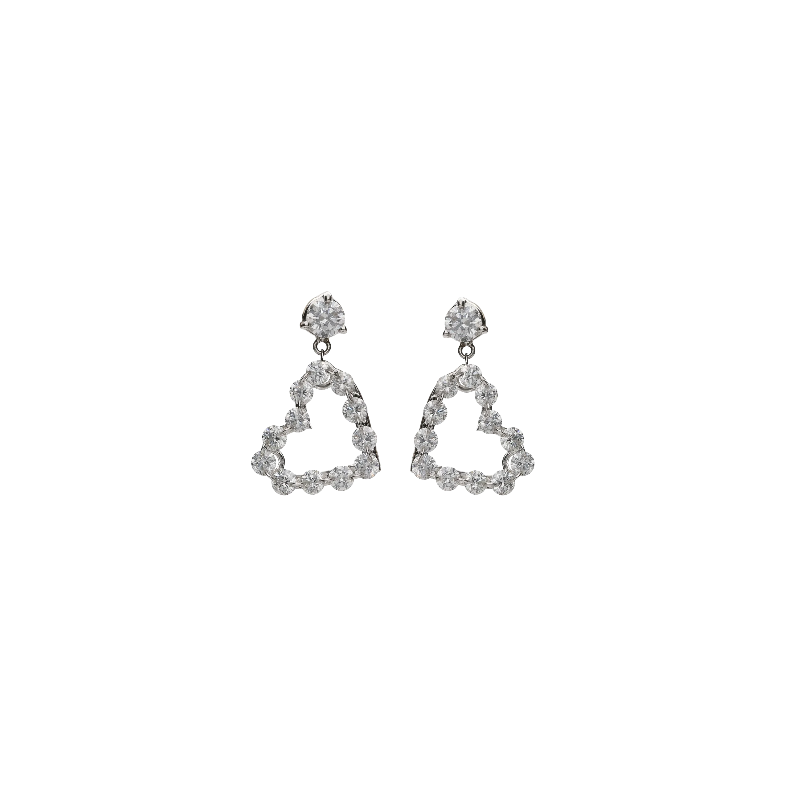 ORECCHINI IN ORO BIANCO CON CUORE PENDENTE SILHOUETTE IN PAVÉ DI DIAMANTI - O276/2