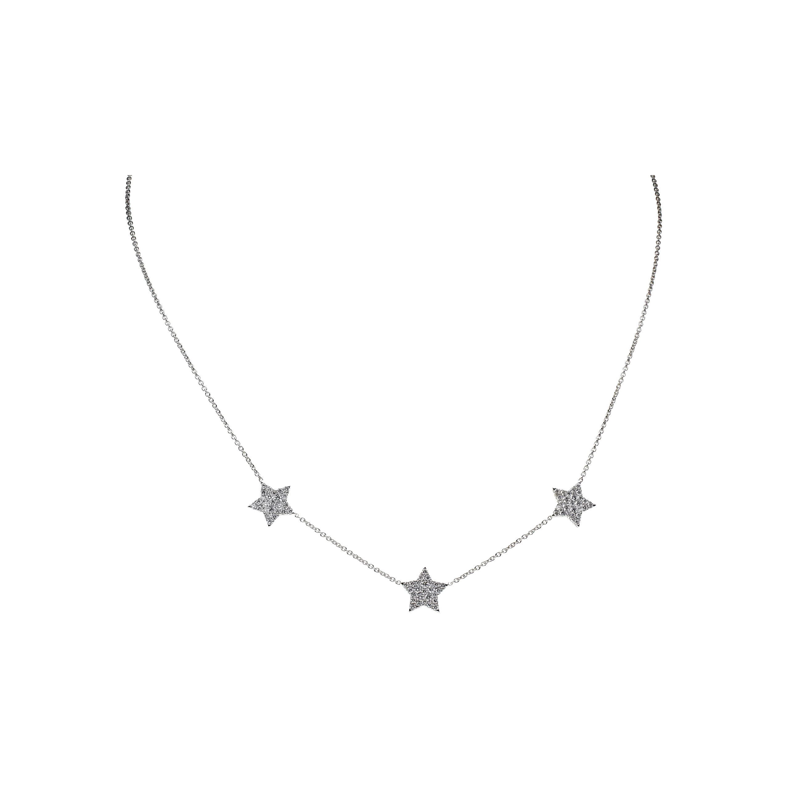 COLLANA GIROCOLLO IN ORO BIANCO CON STELLE IN PAVÈ DI DIAMANTI - 372-2041