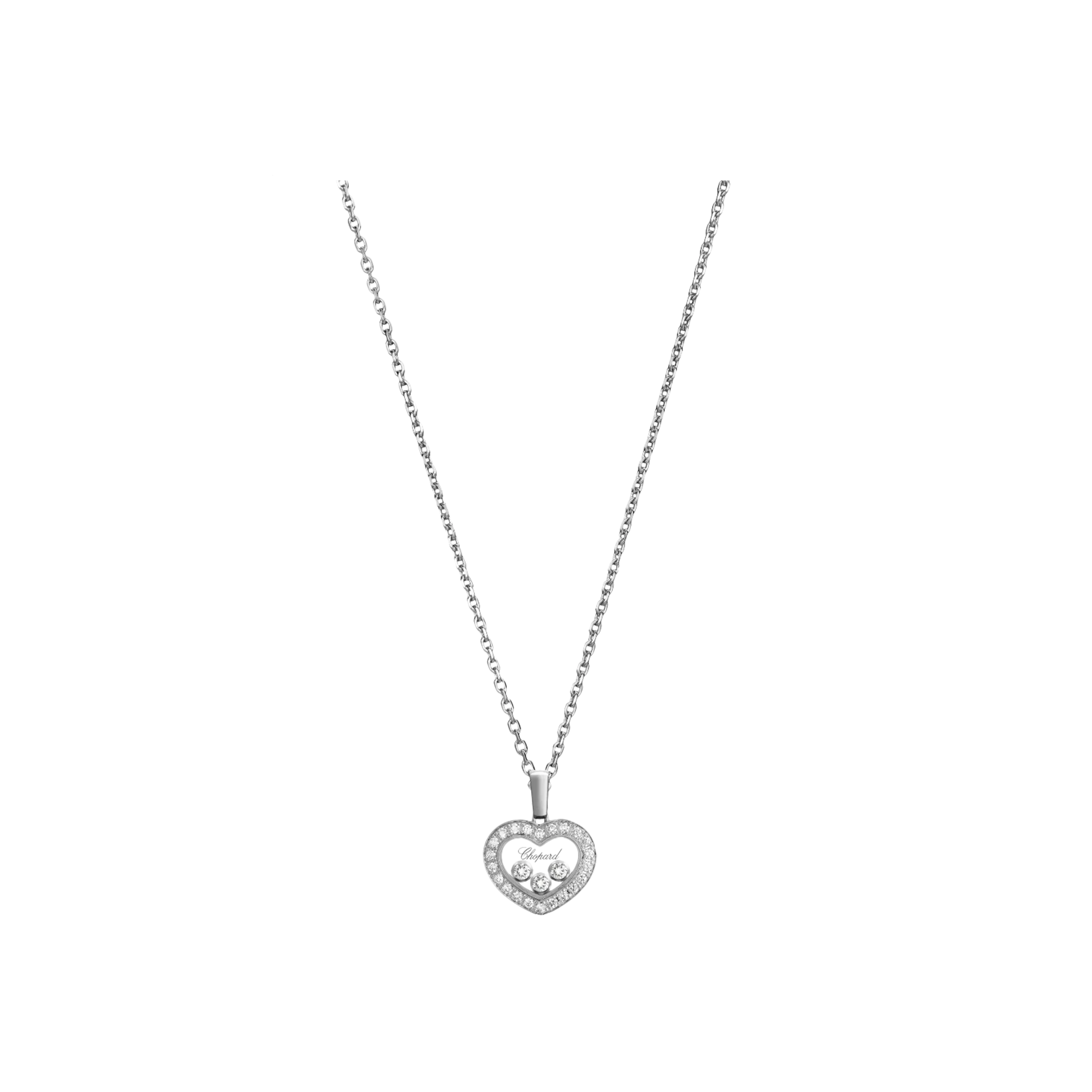 CHOPARD - HAPPY HEARTS - COLLANA IN ORO BIANCO ETICO, DIAMANTI - 79A611-1201 - 79A611-1201