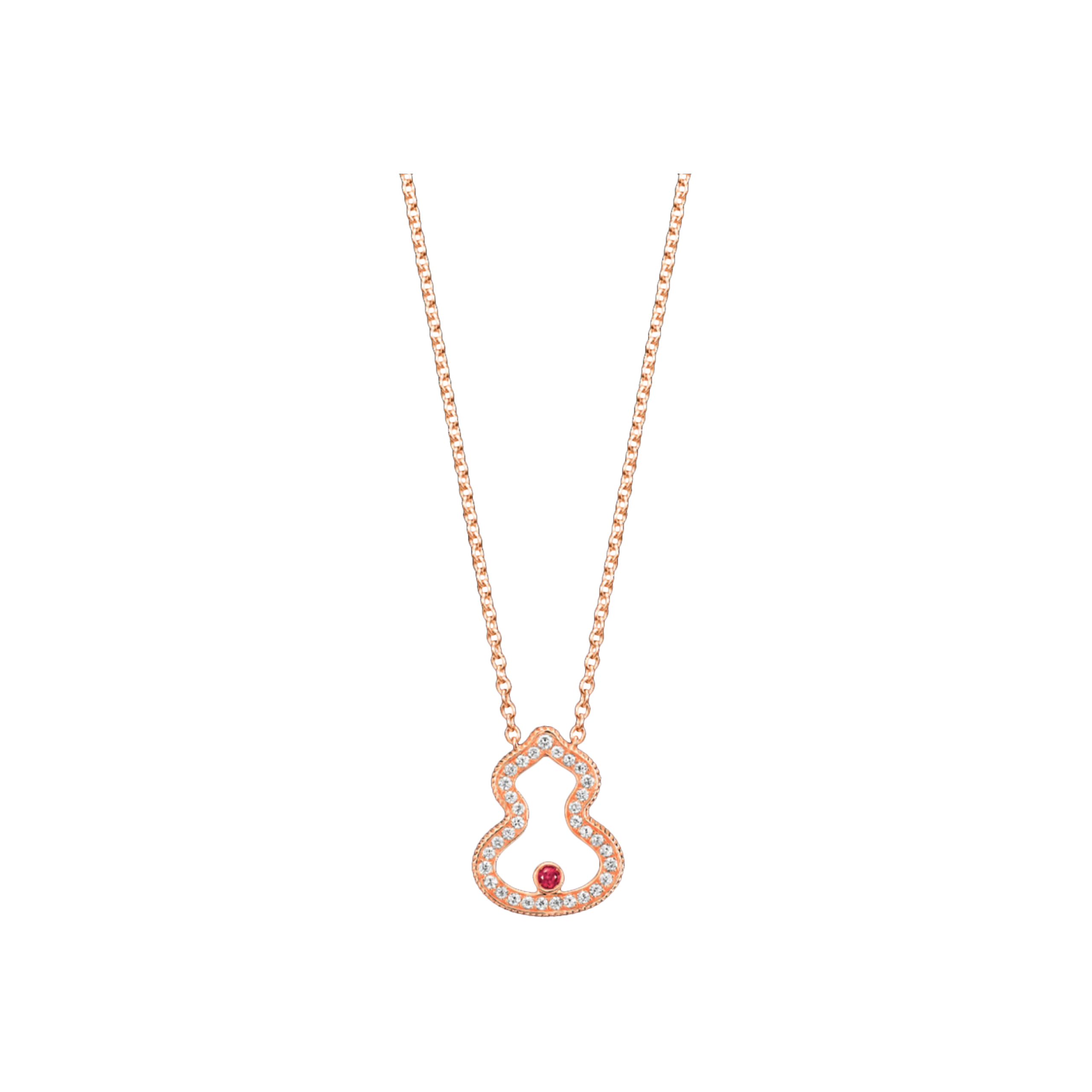 COLLANA WULU IN ORO ROSA CON DIAMANTI E RUBINI - WU-030-LGNL-RGDRU - WLN30AKRGRU