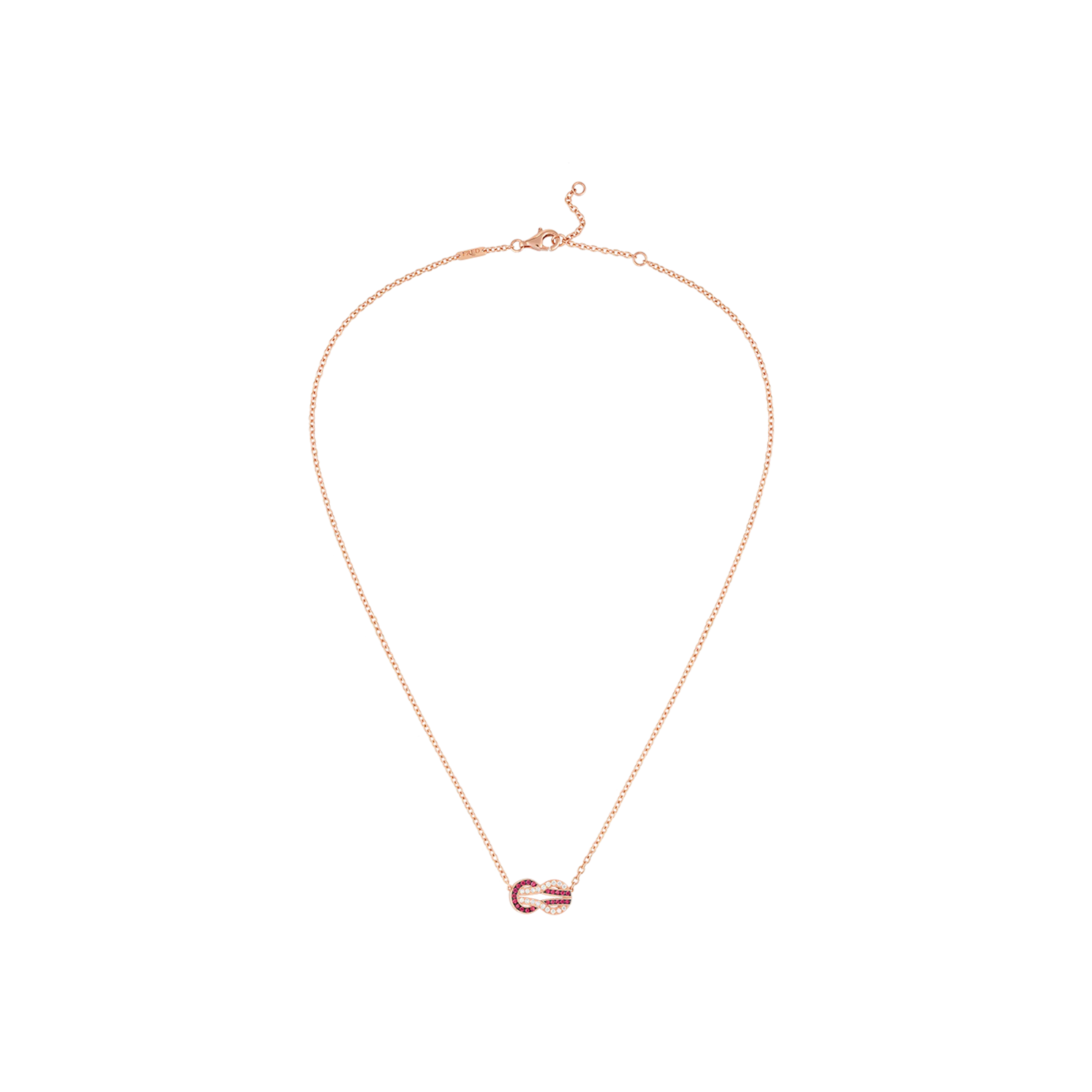 COLLANA CHANCE INFINIE IN ORO ROSA MODELLO MEDIO, RUBINI E DIAMANTI - 7B0253 - 7B0253