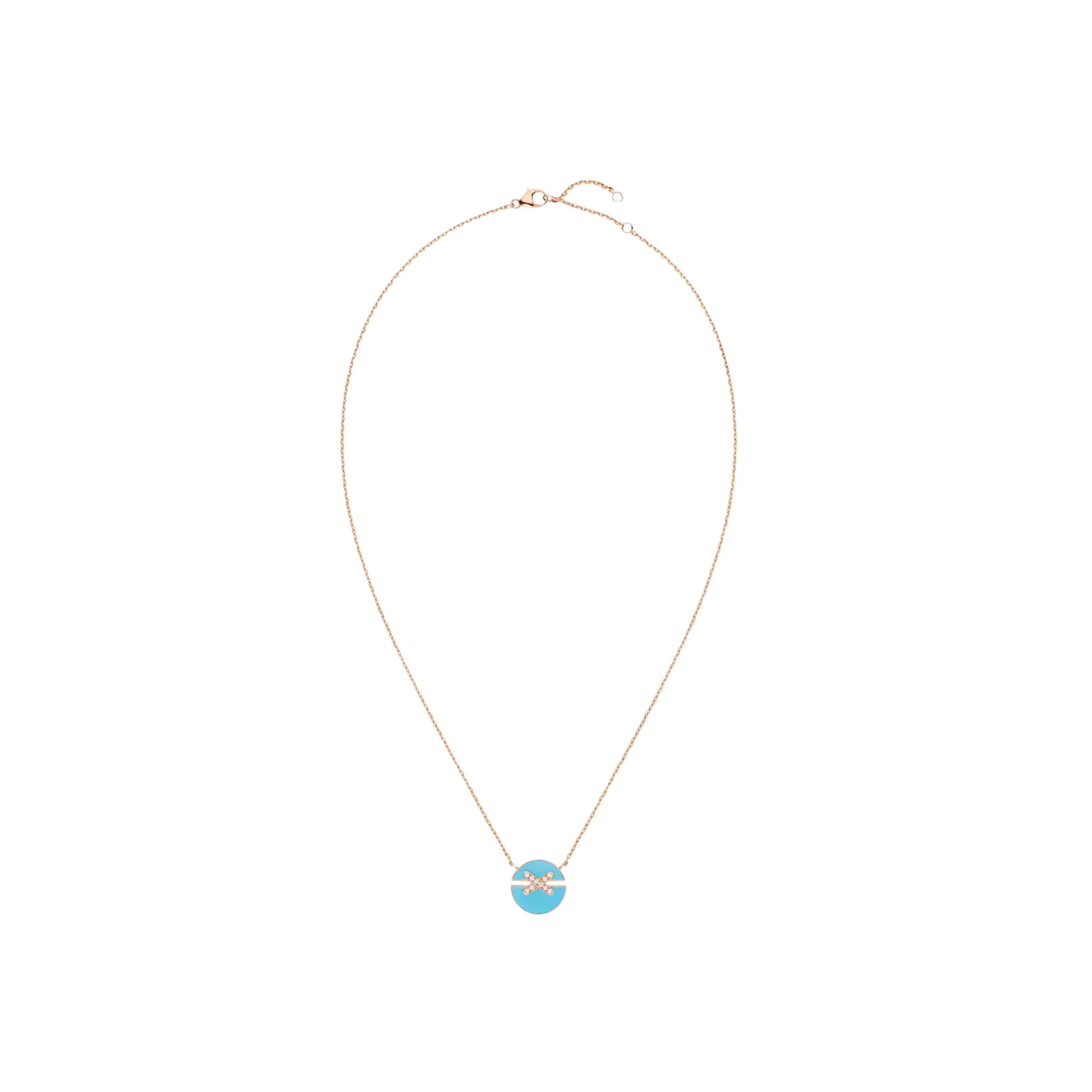 CHAUMET - COLLANA JEUX DE LIENS HARMONY MODELLO PICCOLO IN ORO ROSA CON DIAMANTI E TURCHESE - 084956 - 084956