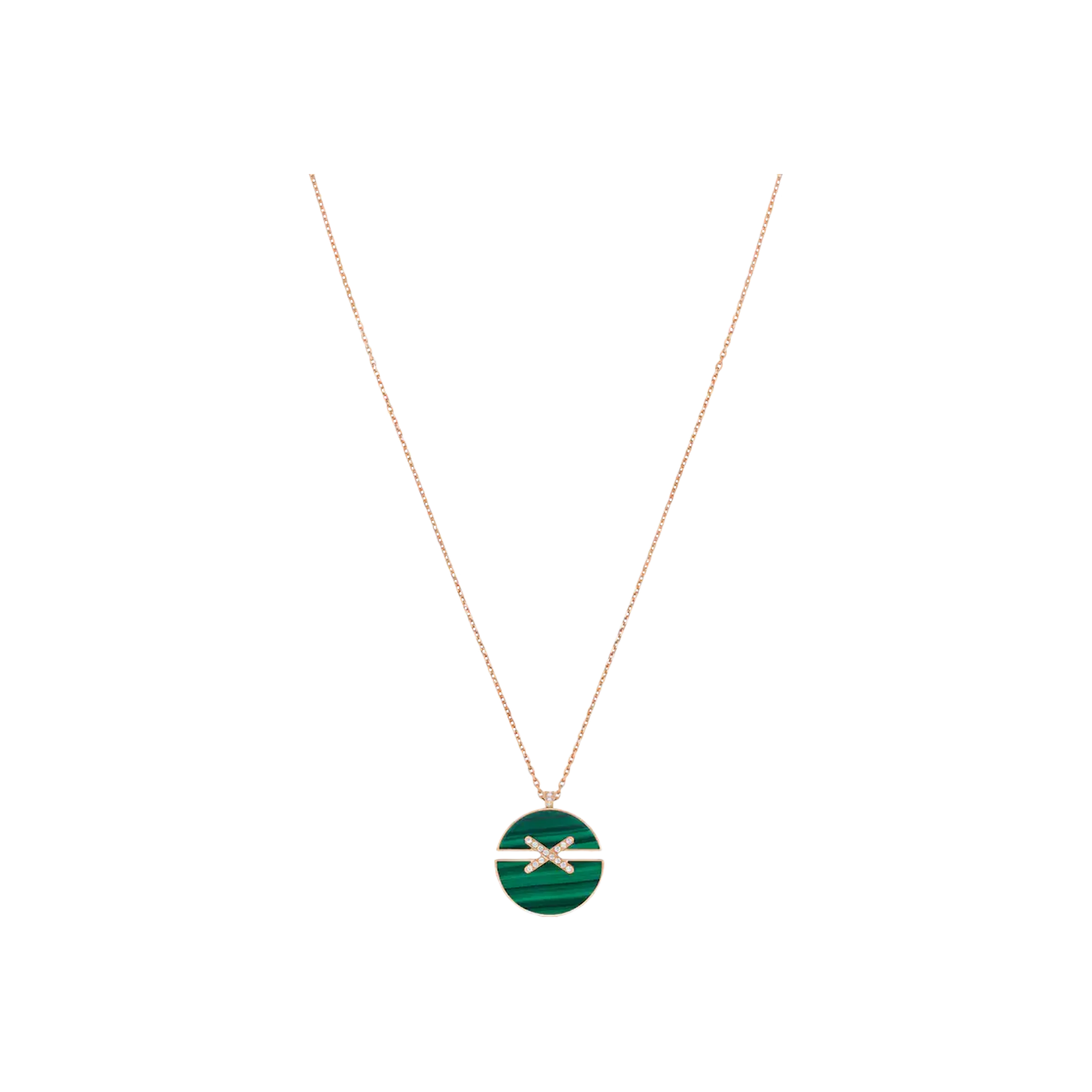 CHAUMET - COLLANA JEUX DE LIENS HARMONY MODELLO GRANDE IN ORO ROSA CON DIAMANTI E MALACHITE - 084423 - 084423