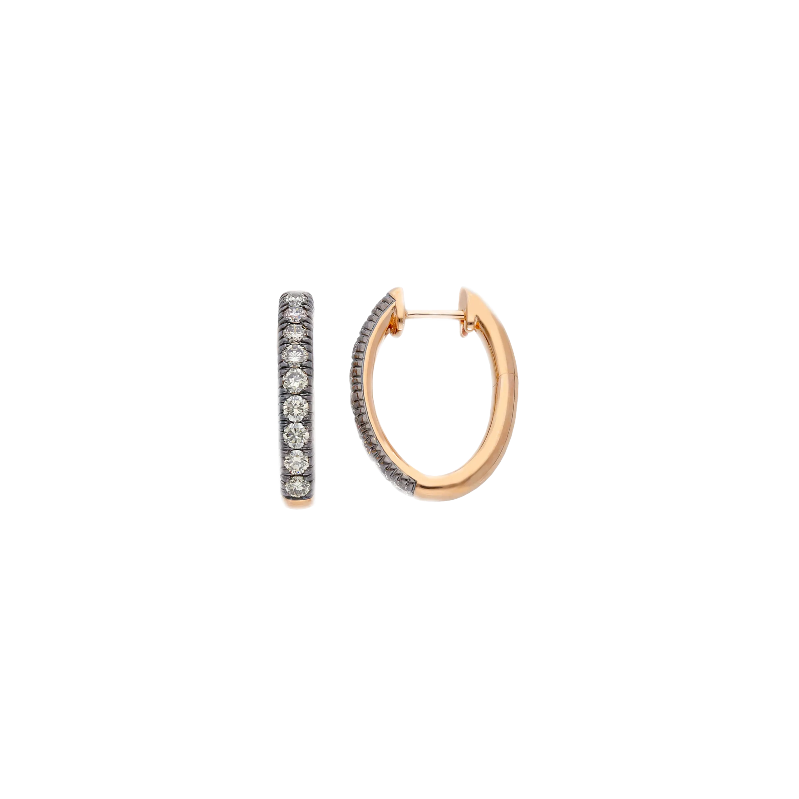 ORECCHINI A CERCHIO OVALE IN ORO ROSA E DIAMANTI BROWN - VE28786DBPS