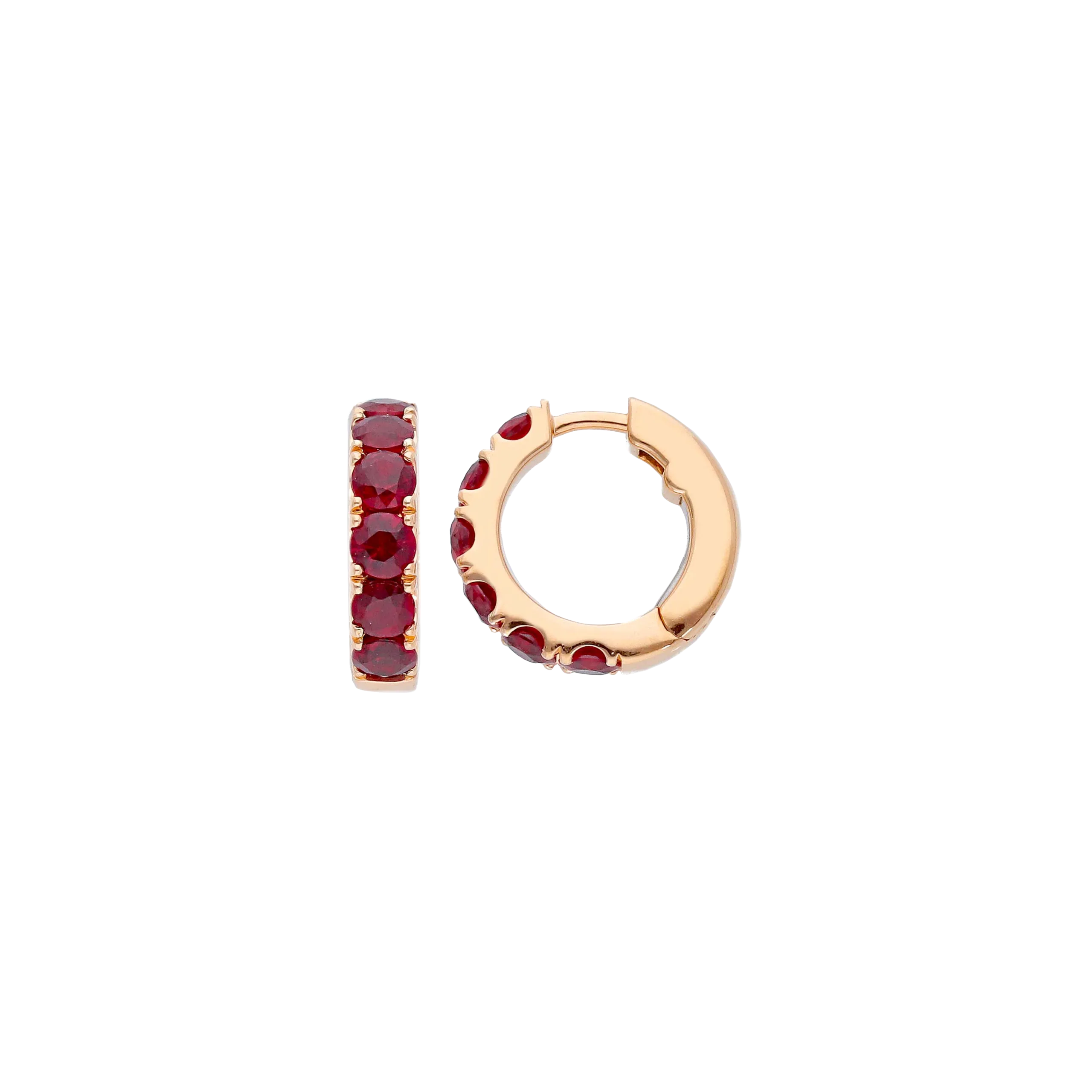 ORECCHINI A CERCHIO PICCOLO IN ORO ROSA E RUBINI - VE28698RUPS
