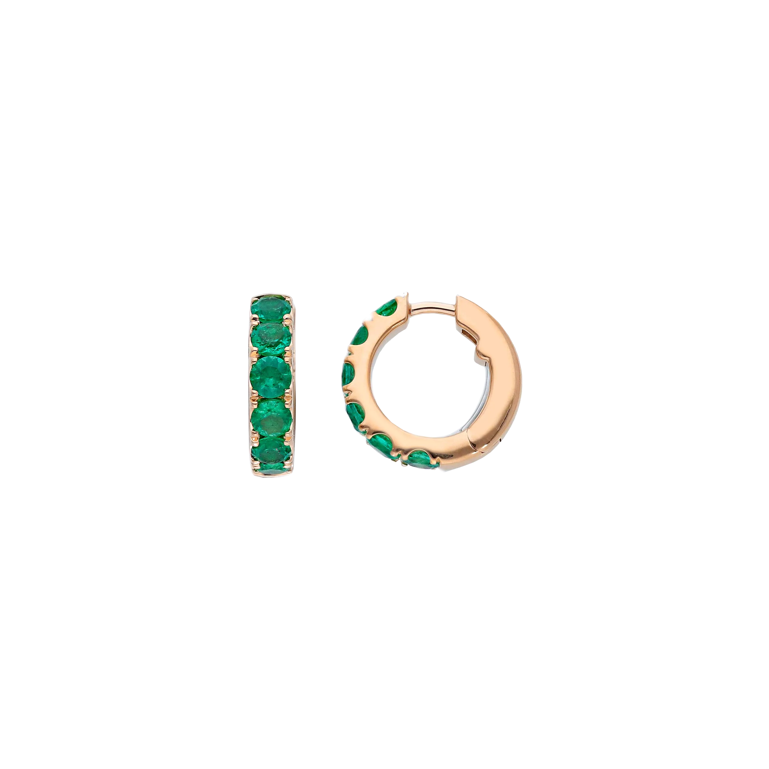 ORECCHINI A CERCHIO PICCOLO IN ORO ROSA E SMERALDI - VE28698EMPS