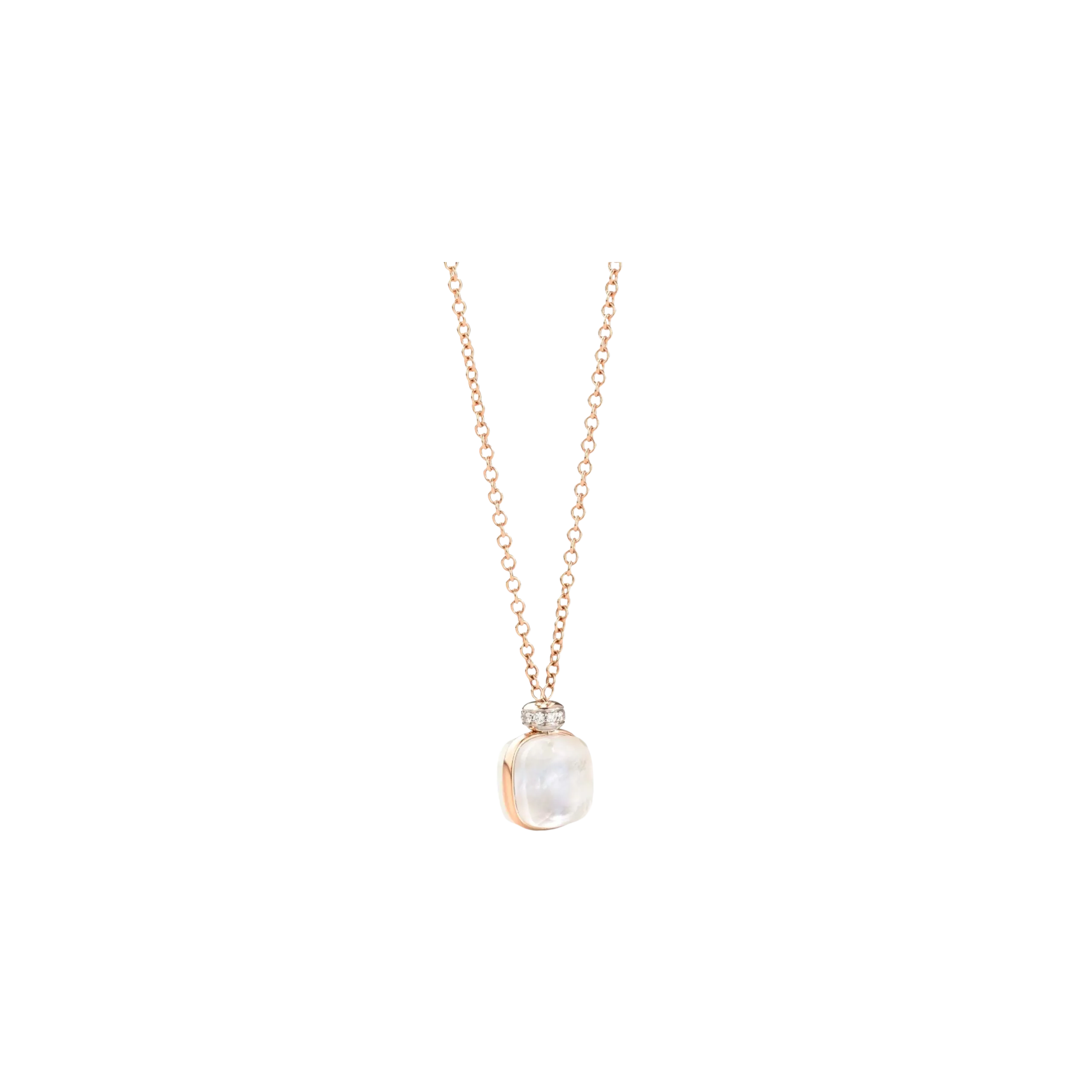 COLLANA NUDO IN ORO ROSA, ORO BIANCO, TOPAZIO BIANCO, MADREPERLA E DIAMANTI - PCC2022O6WHRBTBMP - PCC2022O6WHRBTBMP