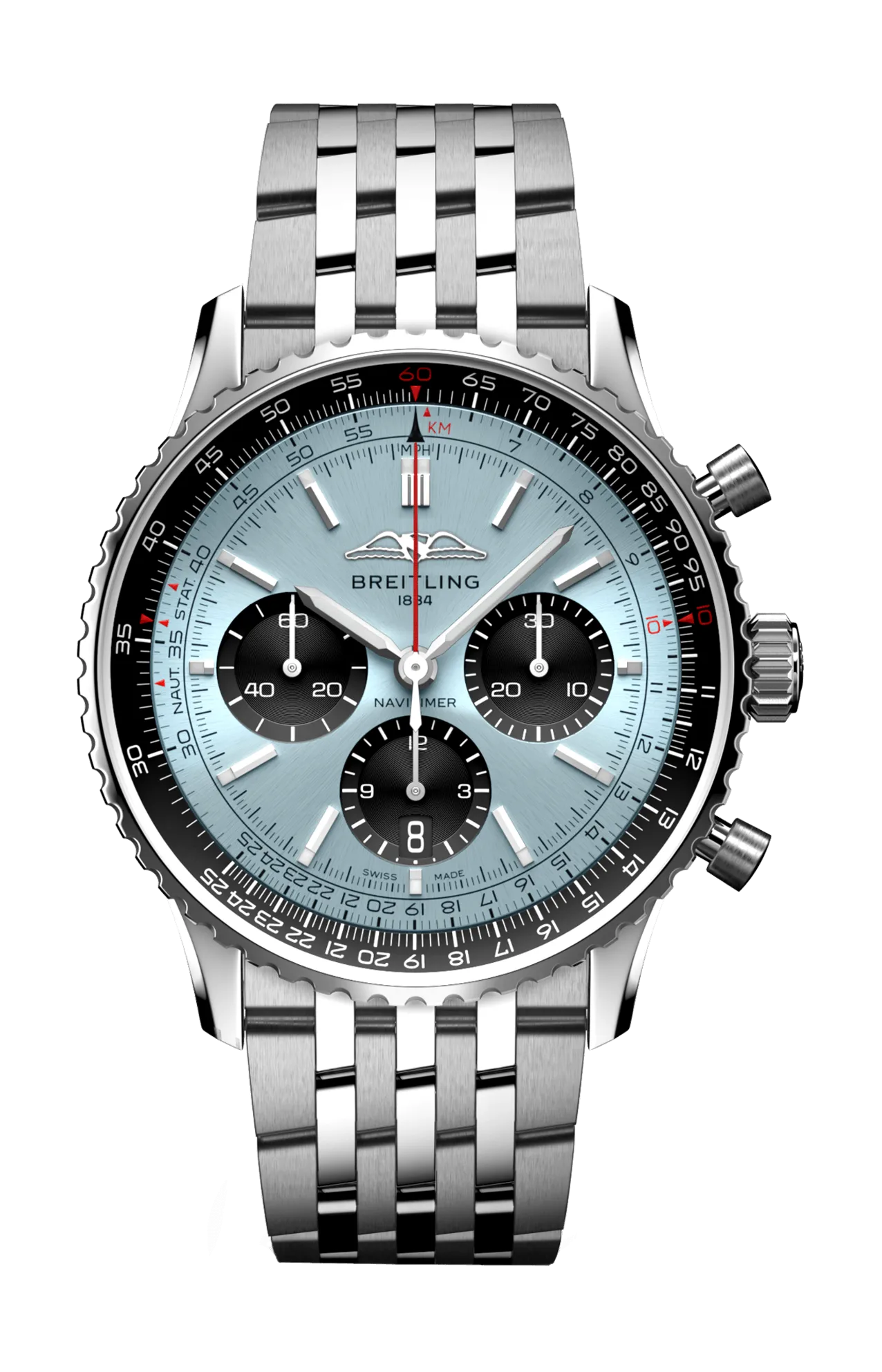 NAVITIMER B01 CHRONOGRAPH 43, ACCIAIO INOSSIDABILE - BLU GHIACCIO - AB0138241C1A1