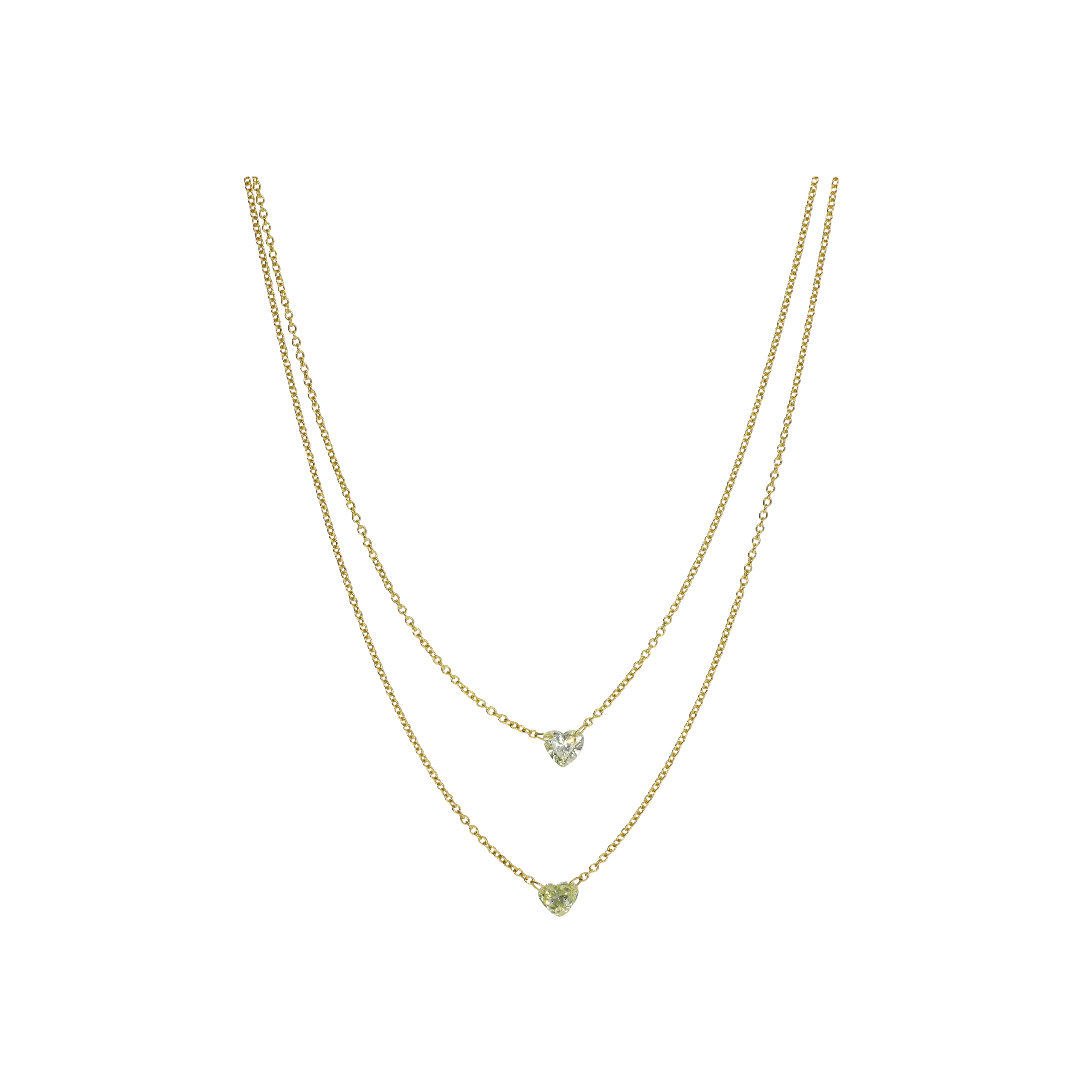 COLLANA A DUE FILI IN ORO GIALLO CON DIAMANTI CUORE FANCY YELLOW - C069/20/5/DY