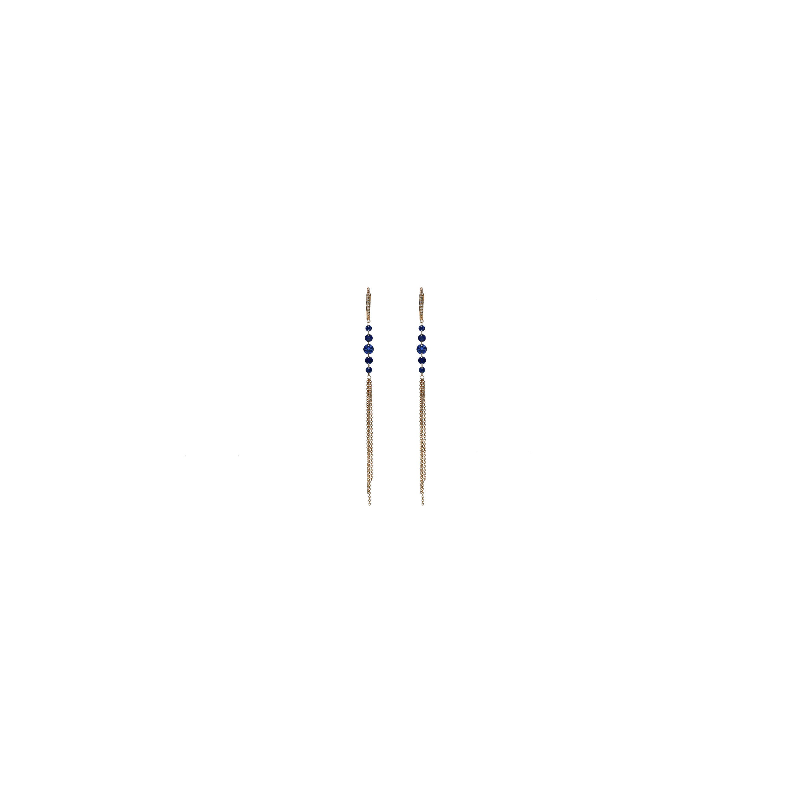 ORECCHINI A CERCHIETTO CON DIAMANTI, PENDENTI ZAFFIRI BLU E CATENE - O335/28/5-ZB
