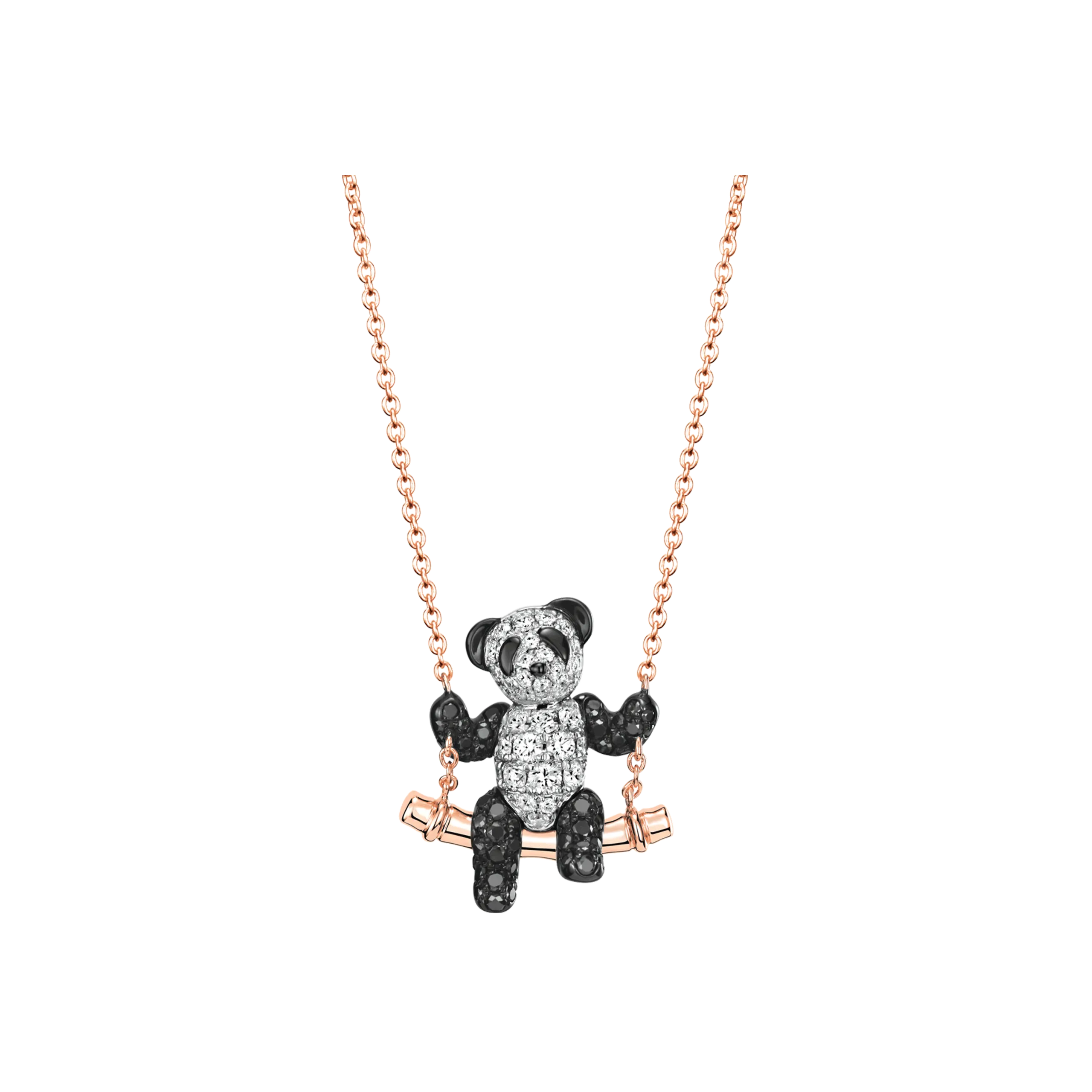 COLLANA BO BO CLASSIC IN ORO ROSA CON DIAMANTI BIANCHI E DIAMANTI NERI - BBN40CLRWBK