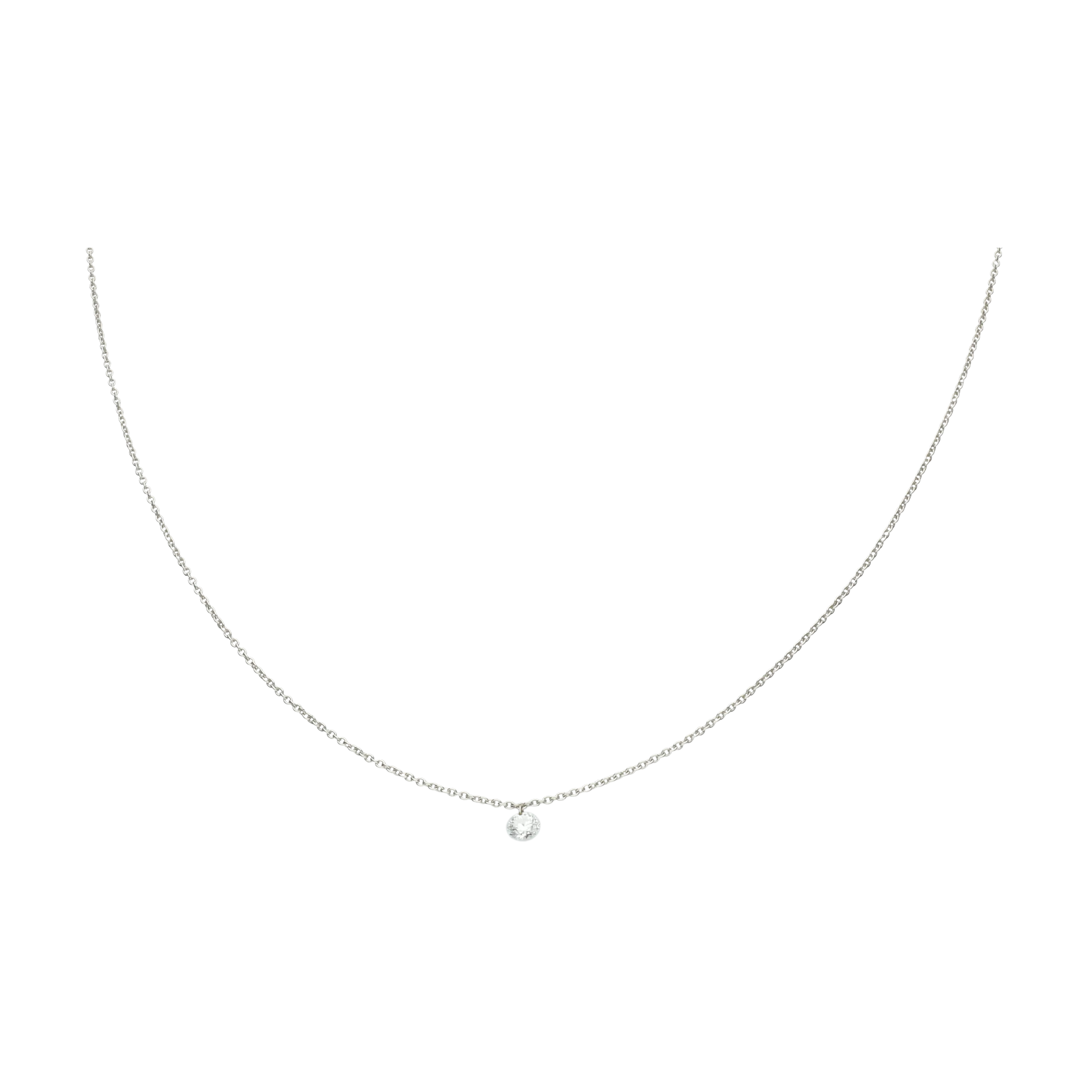 COLLANA PUNTO LUCE IN ORO BIANCO CON DIAMANTE SOLITARIO - C058/4