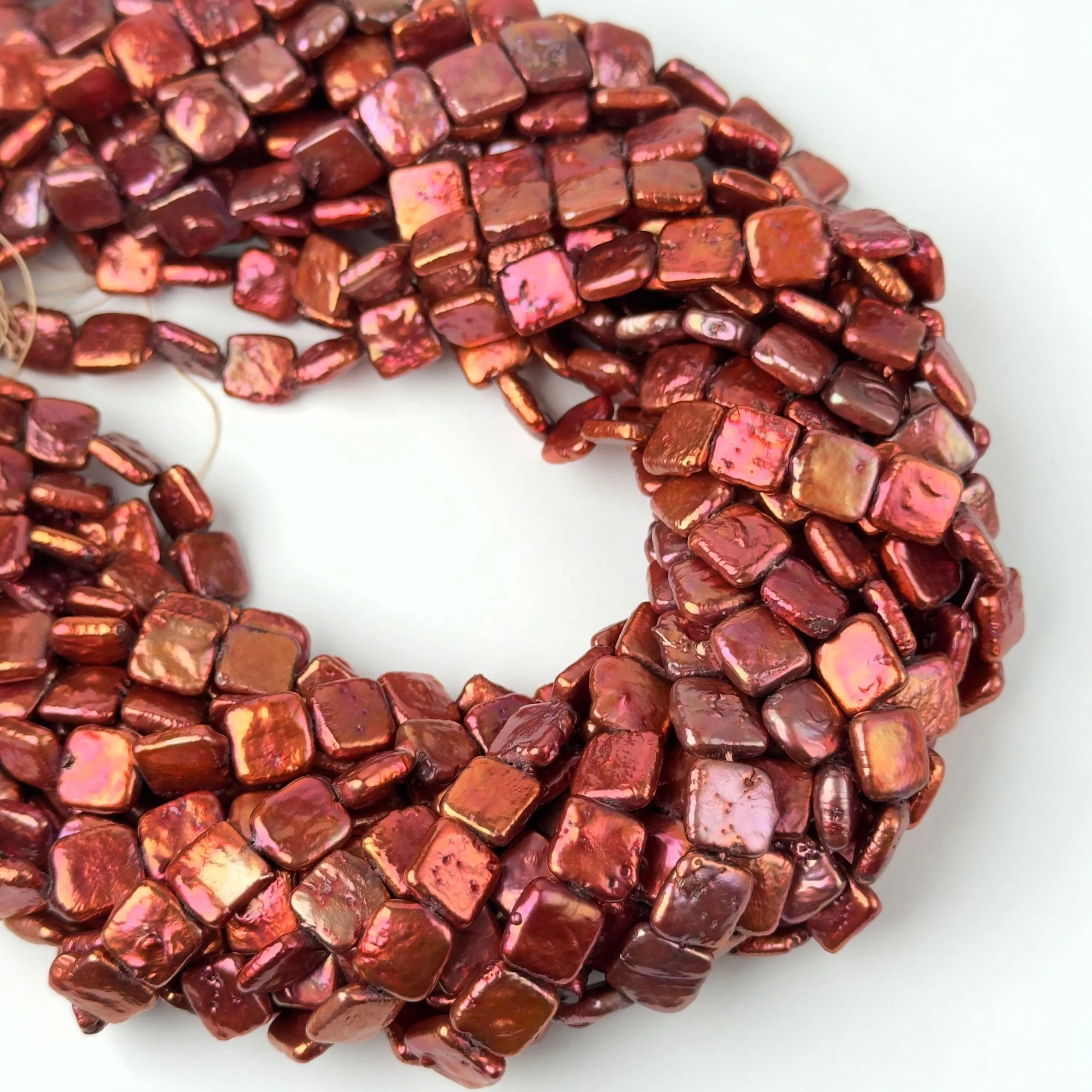 Perle di Fiume Plaquette Magenta 10mm - Qualità AAA