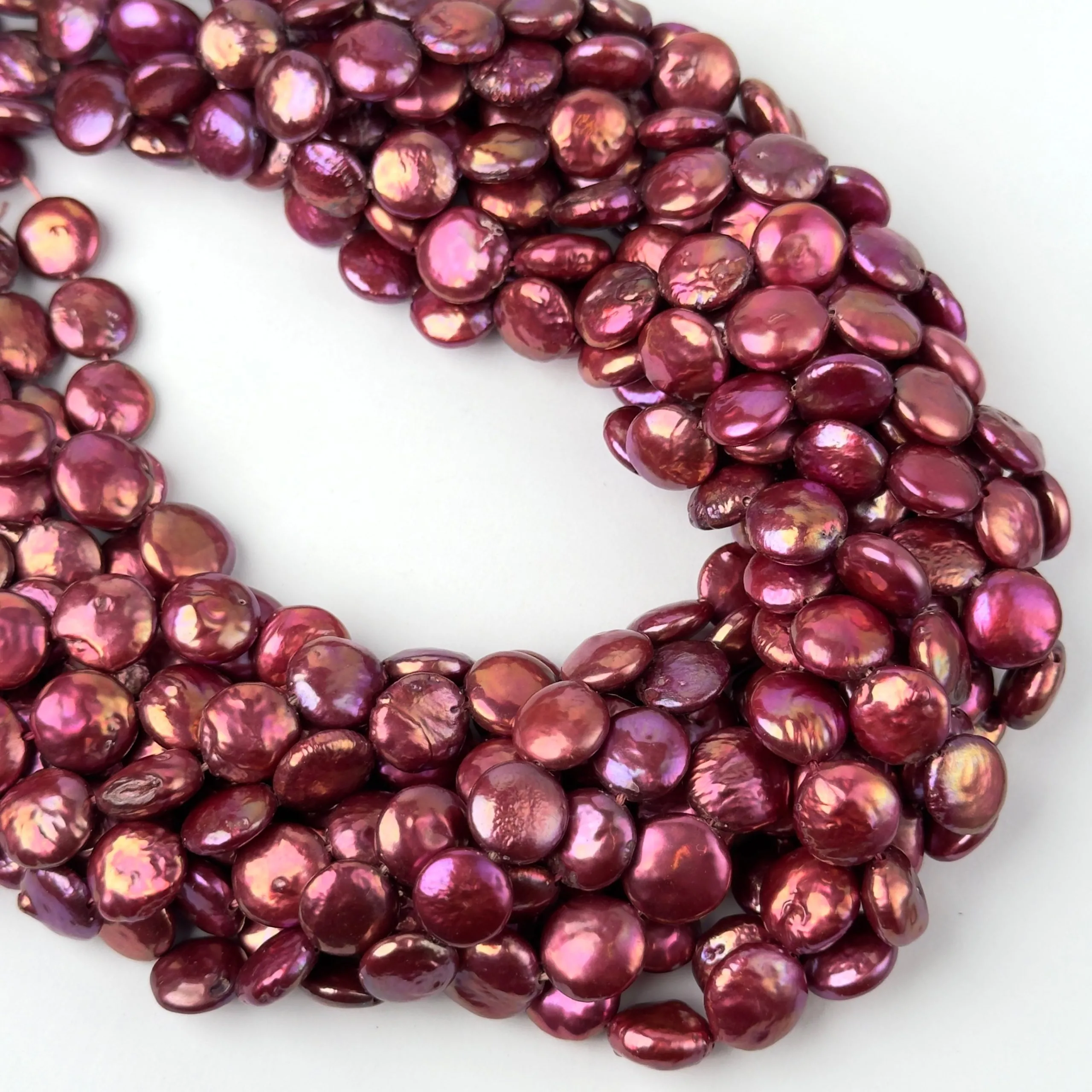 Perle di Fiume Disco Fucsia 10mm - Qualità A