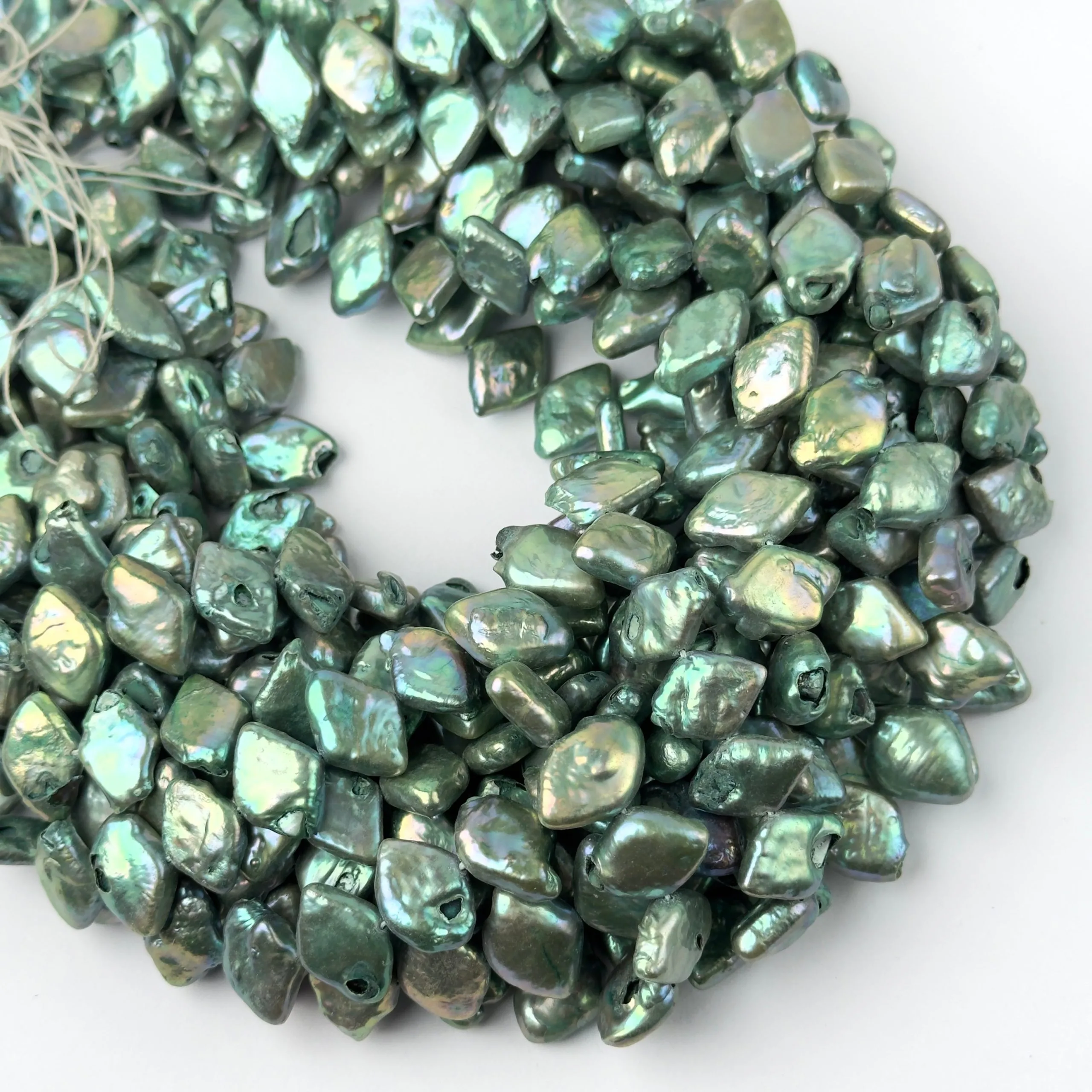 Perle di Fiume Rombo Verde Acqua 16x11mm - Qualità AB