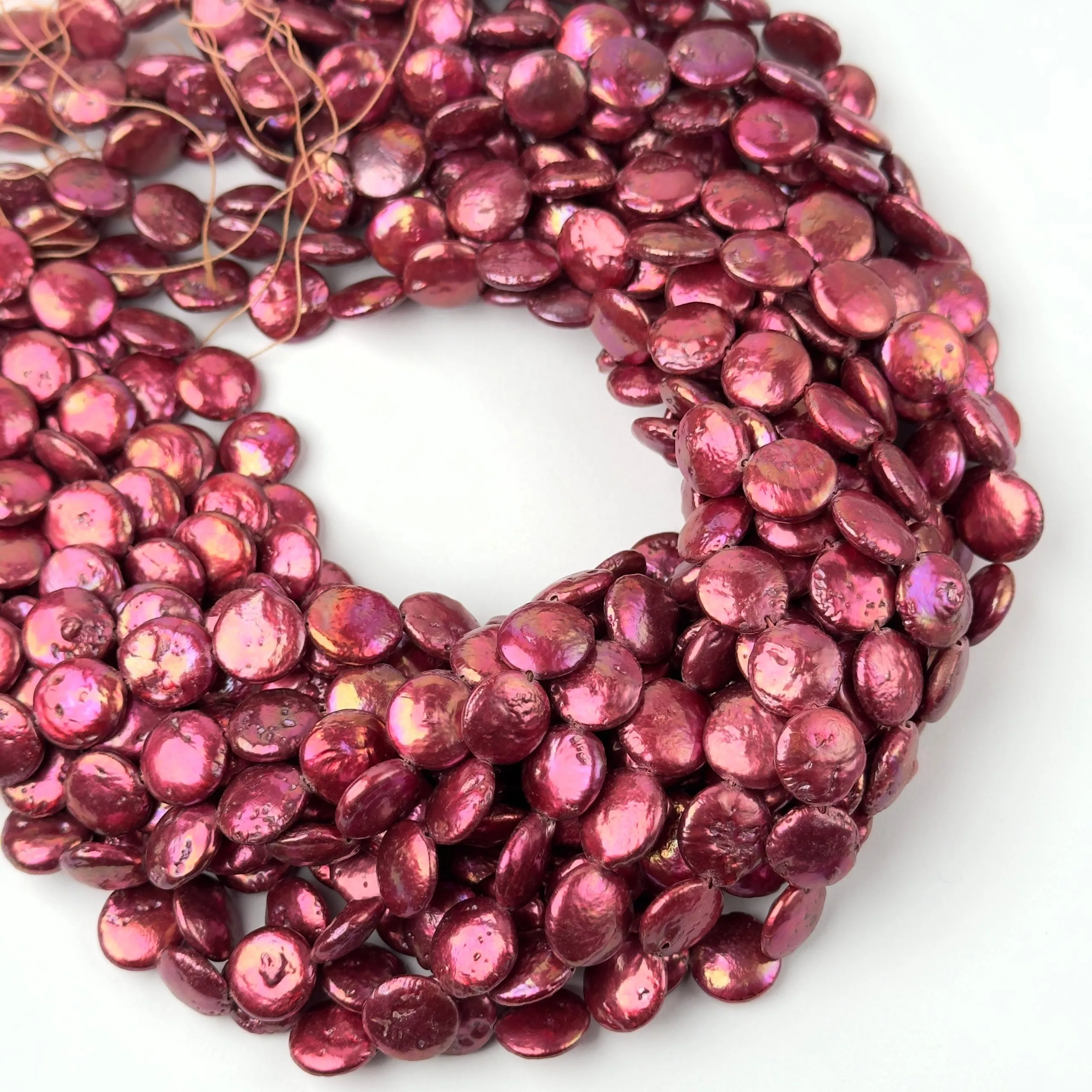 Perle di Fiume Disco Fucsia 12mm - Qualità A